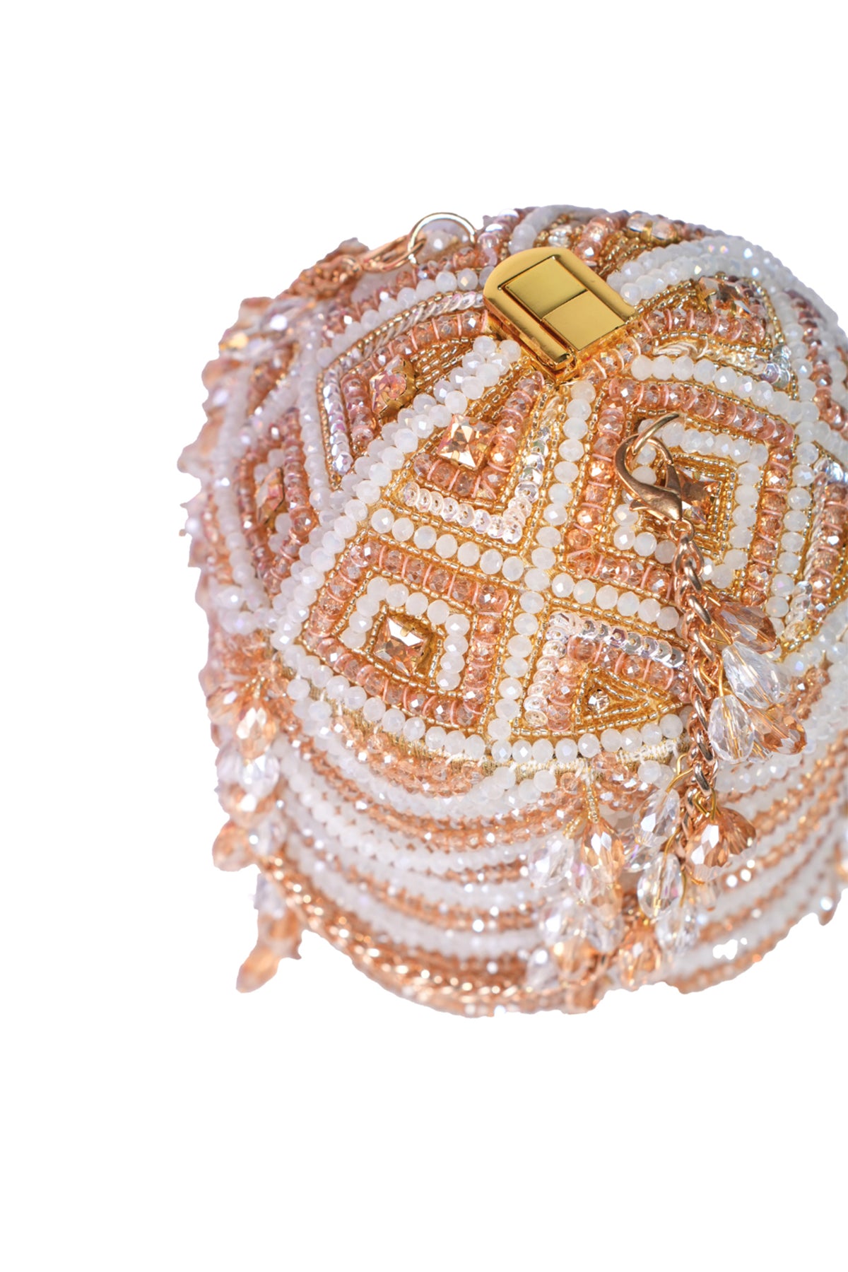 Evara Gold Georgette Embellished Bucket Bag