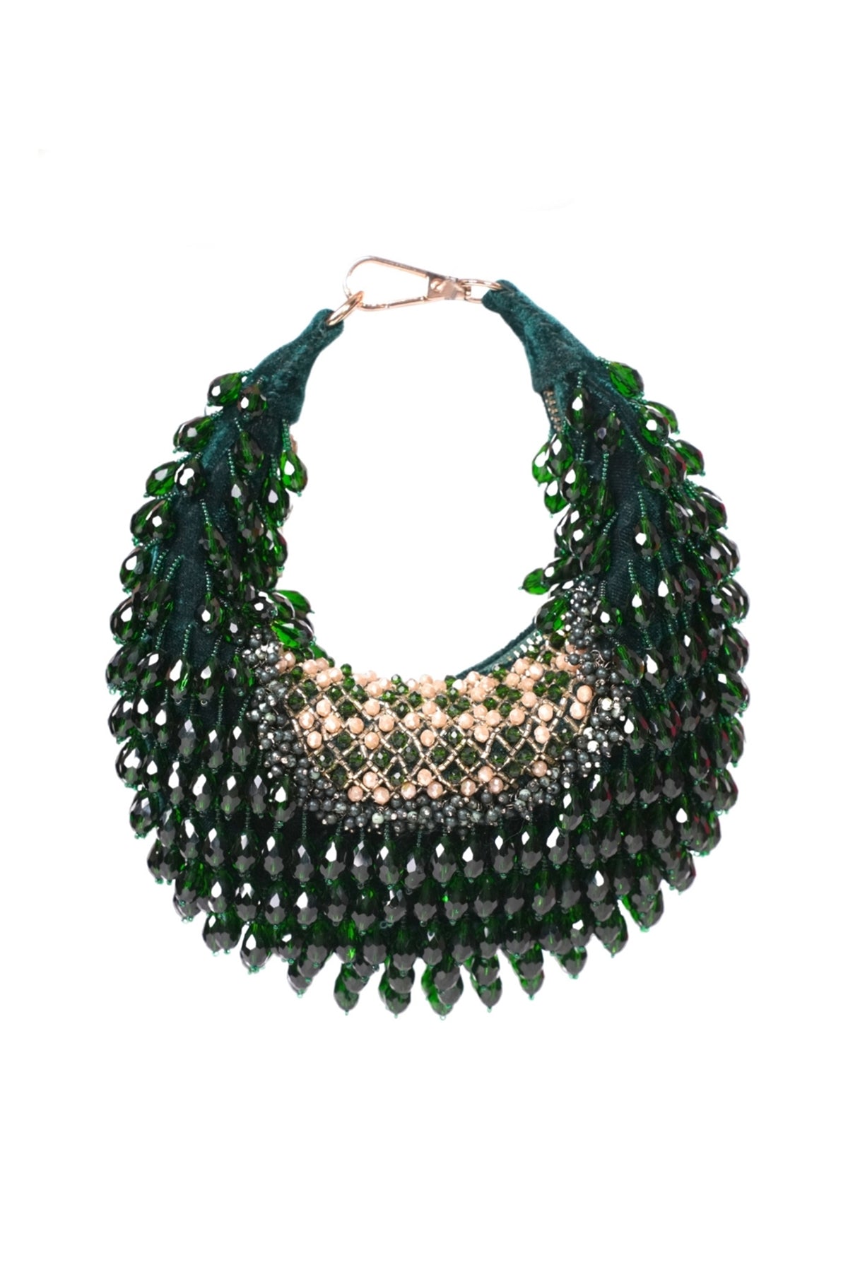 Alara Green Suede Embellished Hobo Bag