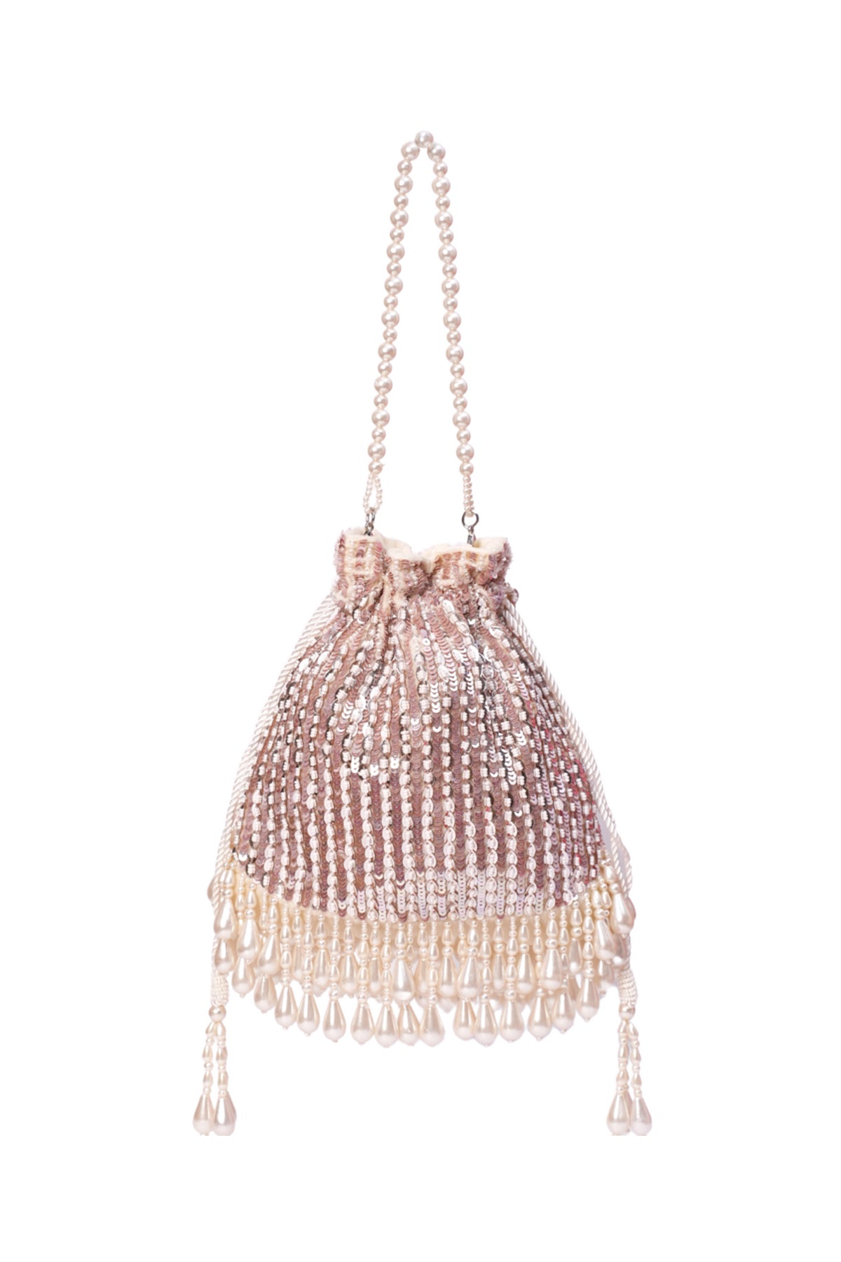 Aurelia Pink Suede Embellished Potli