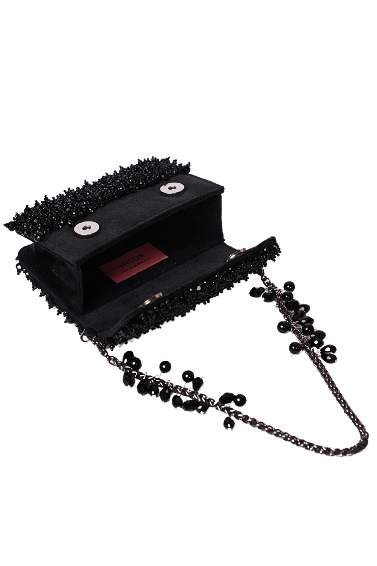 Kiyara Black Suede Crystal Embellished Mini Bag