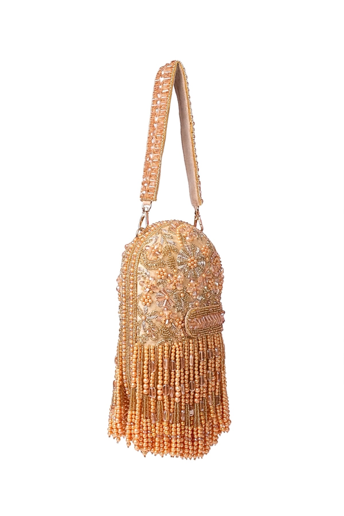 Azmat Gold Suede Embellished Capsule Bag