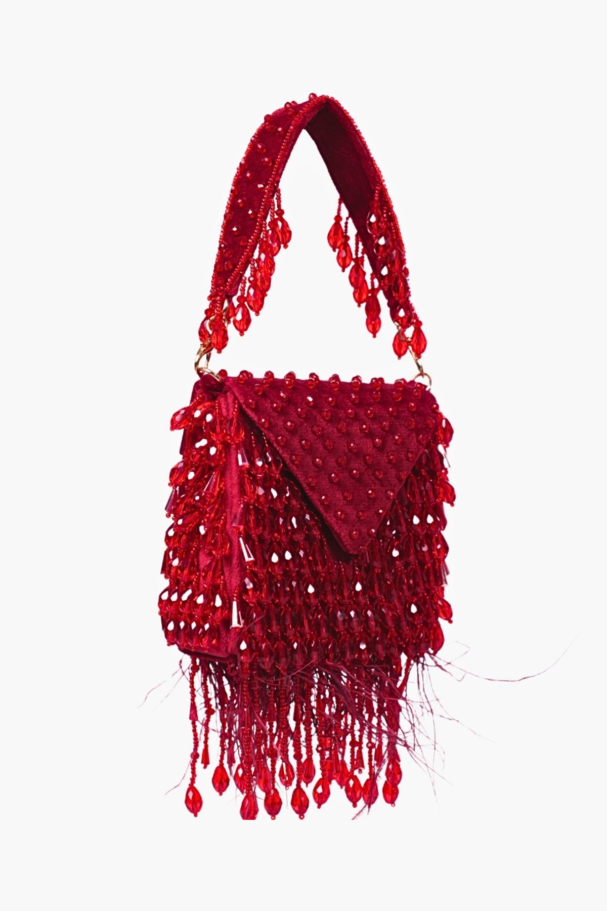 Luna Maroon Suede Embellished Mini Bag