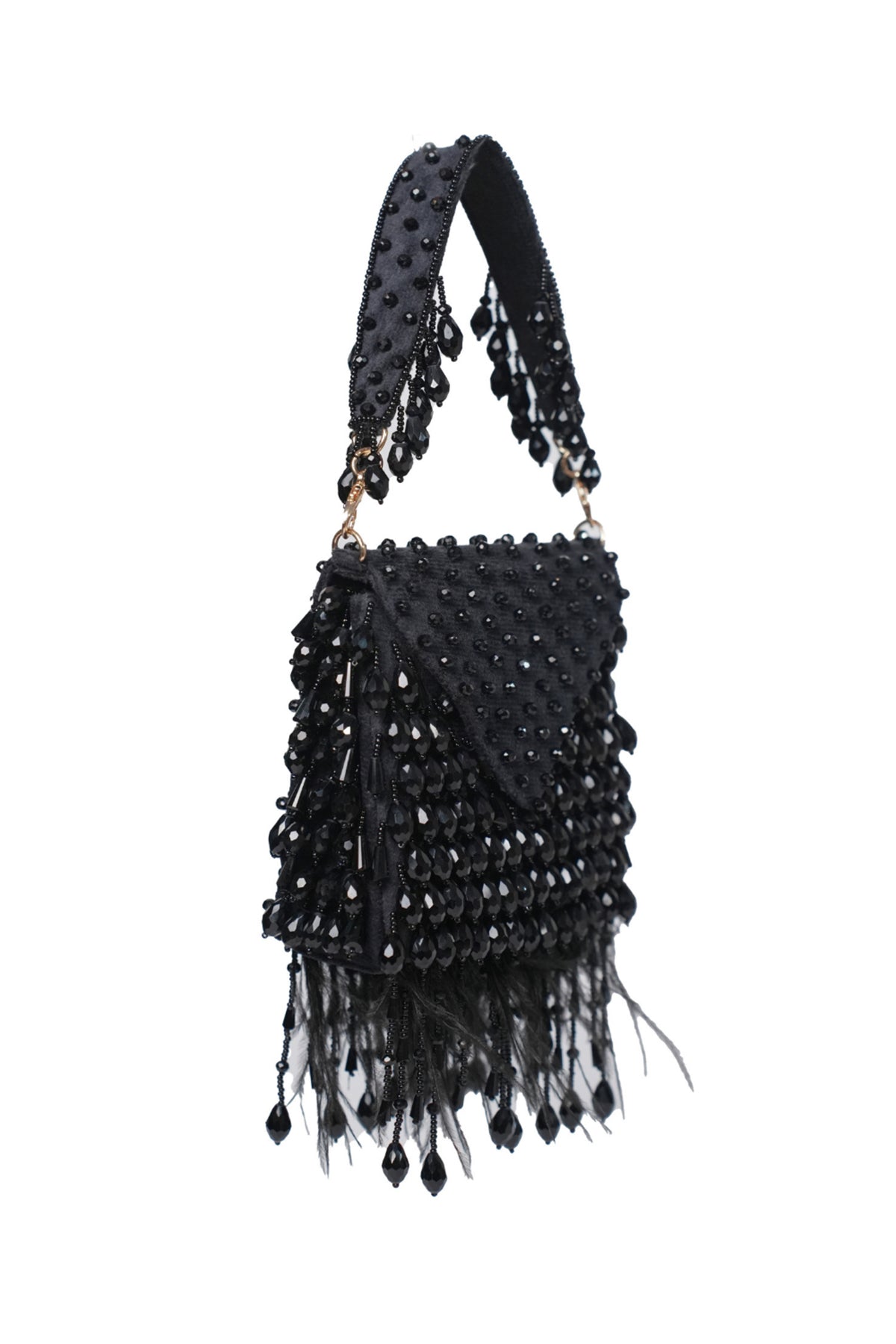 Luna Black Suede Embellished Mini Bag