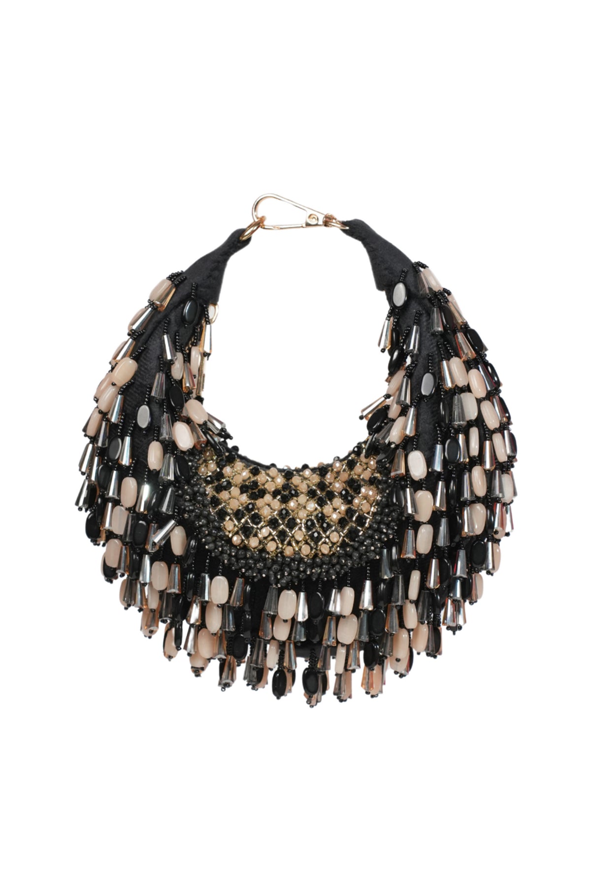 Alara Black Pastel Suede Embellished Hobo Bag