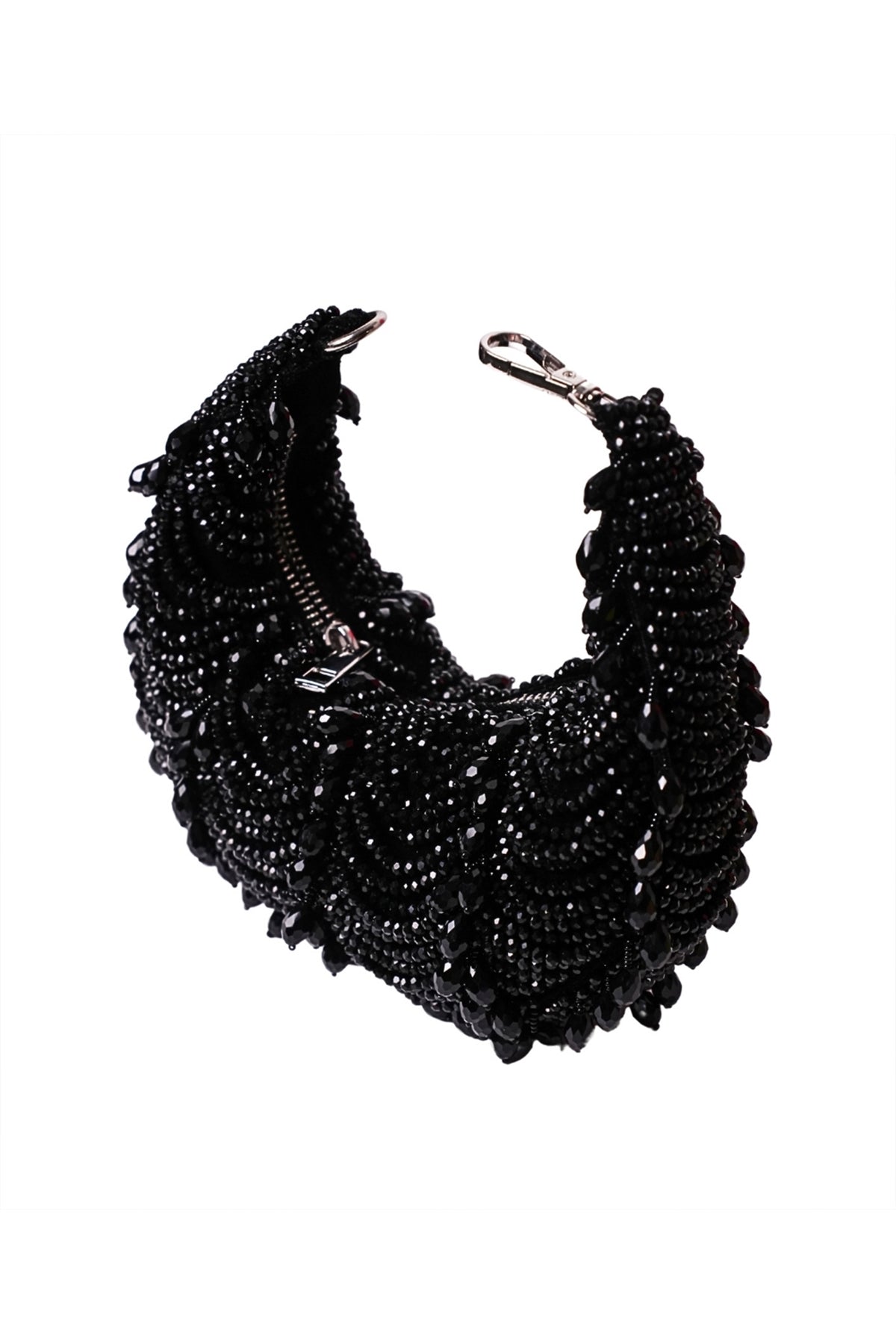 Liona Black Suede Embellished Hobo Bag