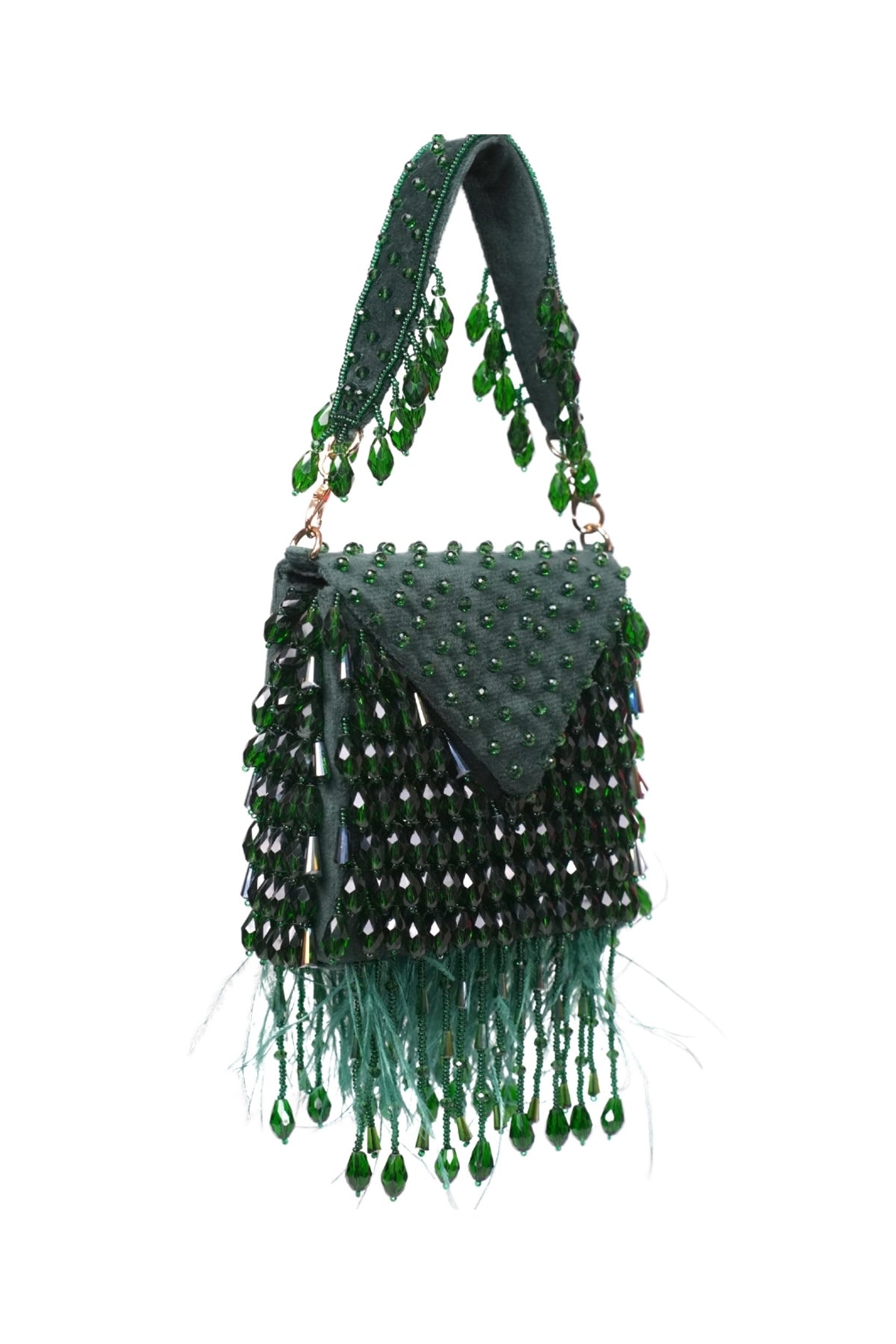 Luna Green Suede Embellished Mini Bag