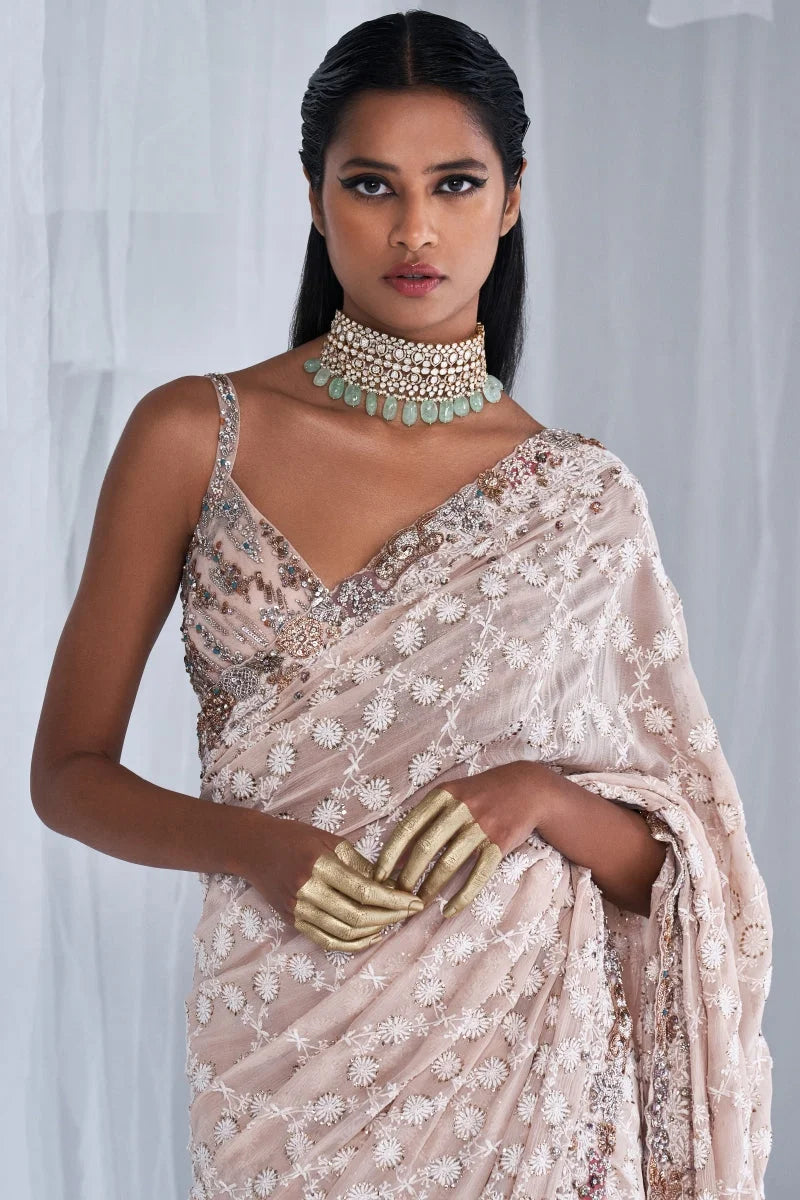 Isla Chikankari Chiffon Sari