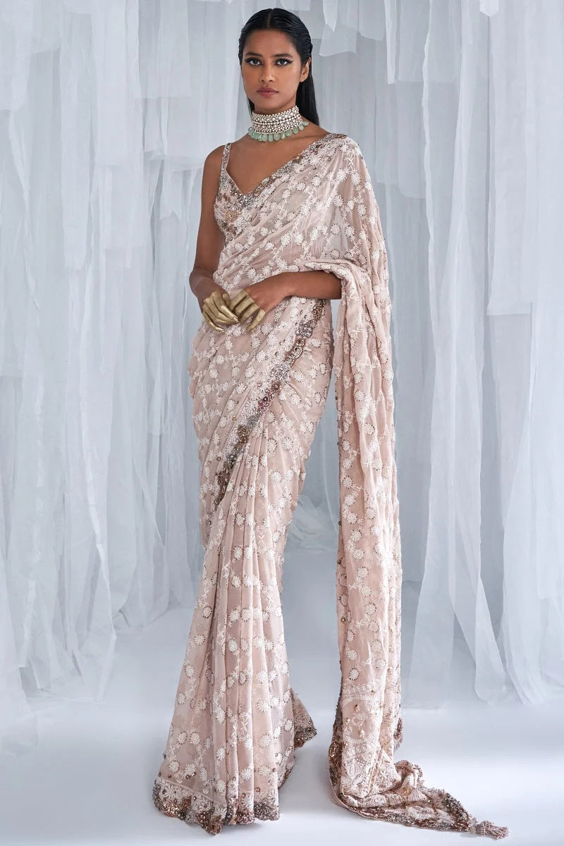 Isla Chikankari Chiffon Sari