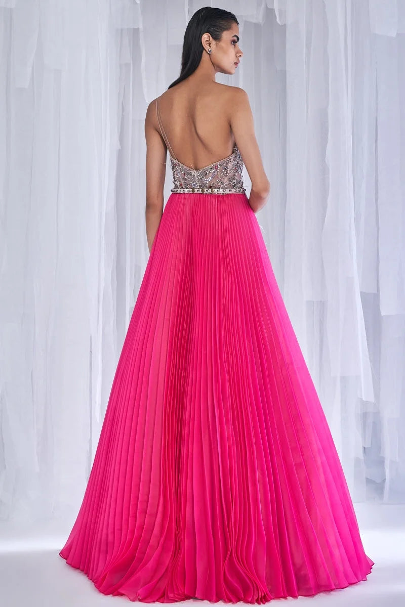 Cedar Rose Pleated Organza Gown