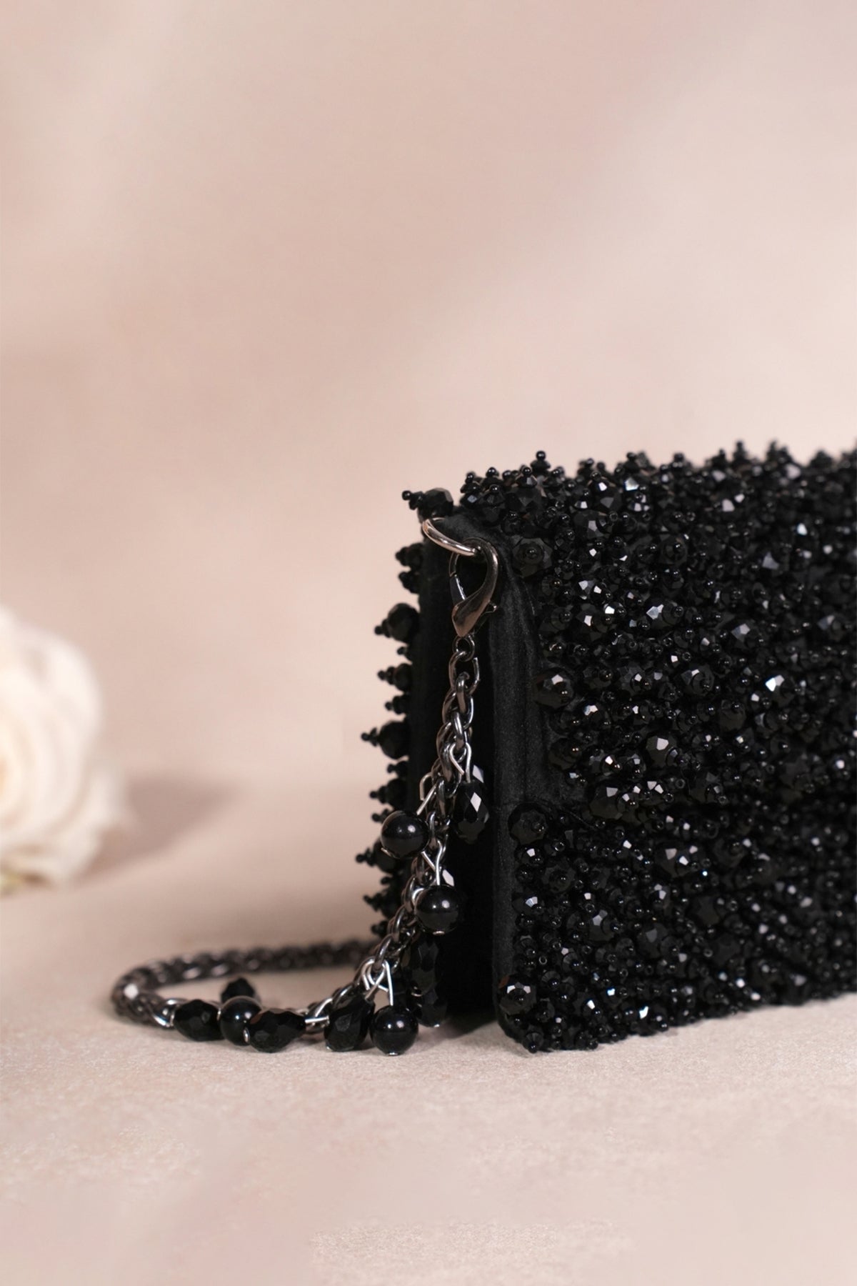 Kiyara Black Suede Crystal Embellished Mini Bag