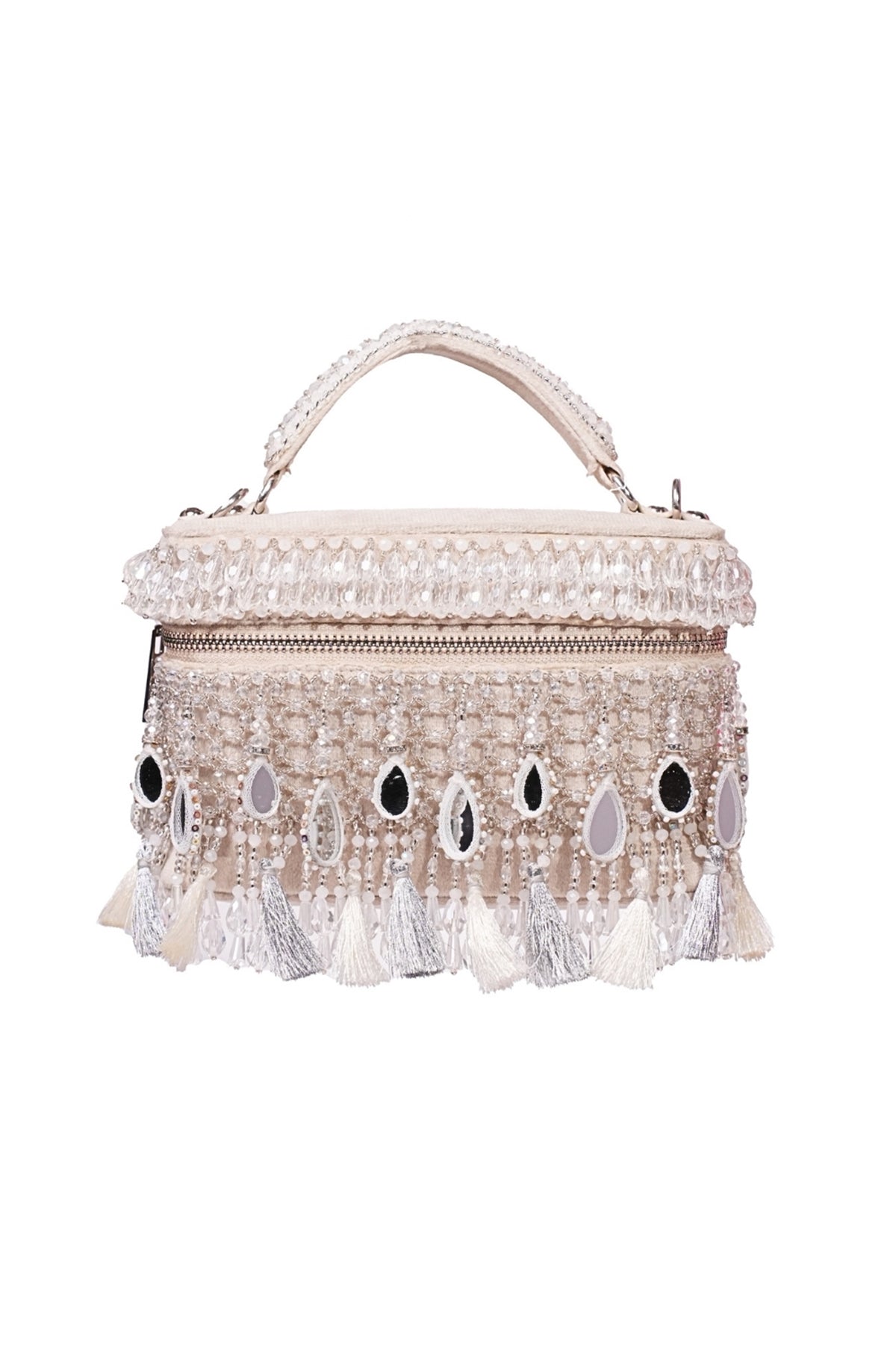 Mirage Silver Mirrorwork Embellished Vanity Bag