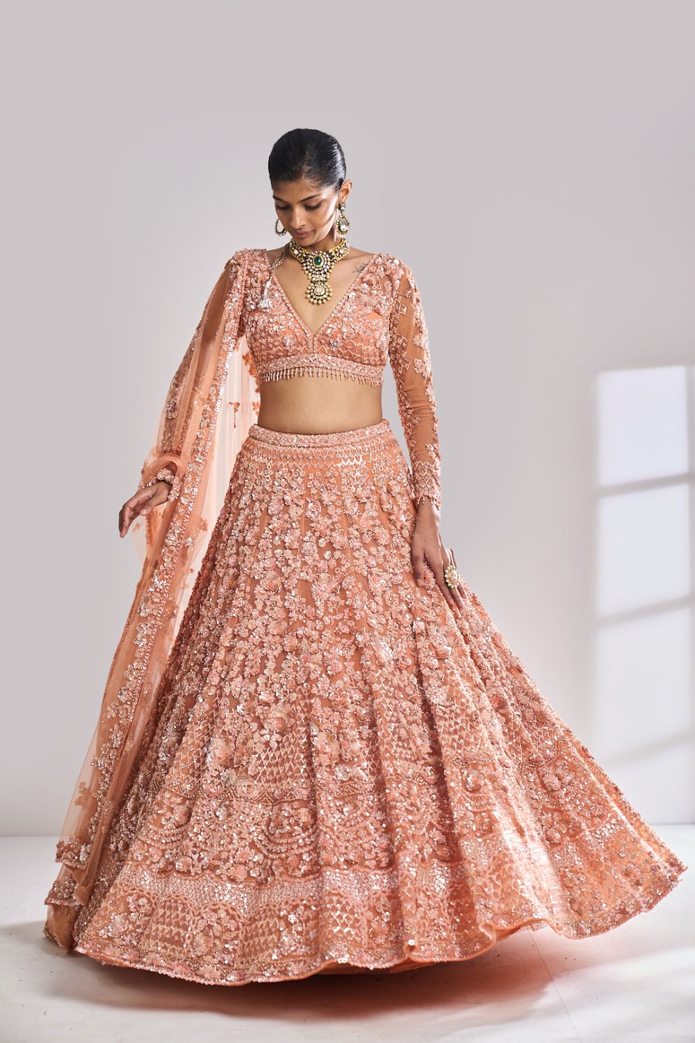 Copper Sequin Lehenga Set