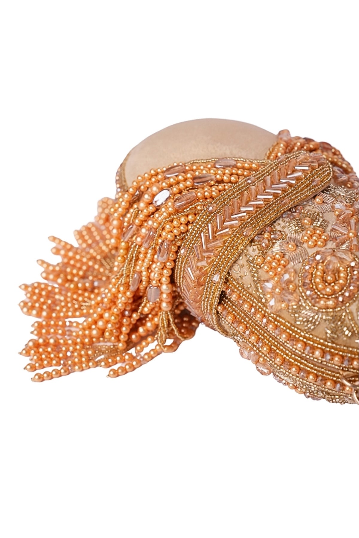 Azmat Gold Suede Embellished Capsule Bag