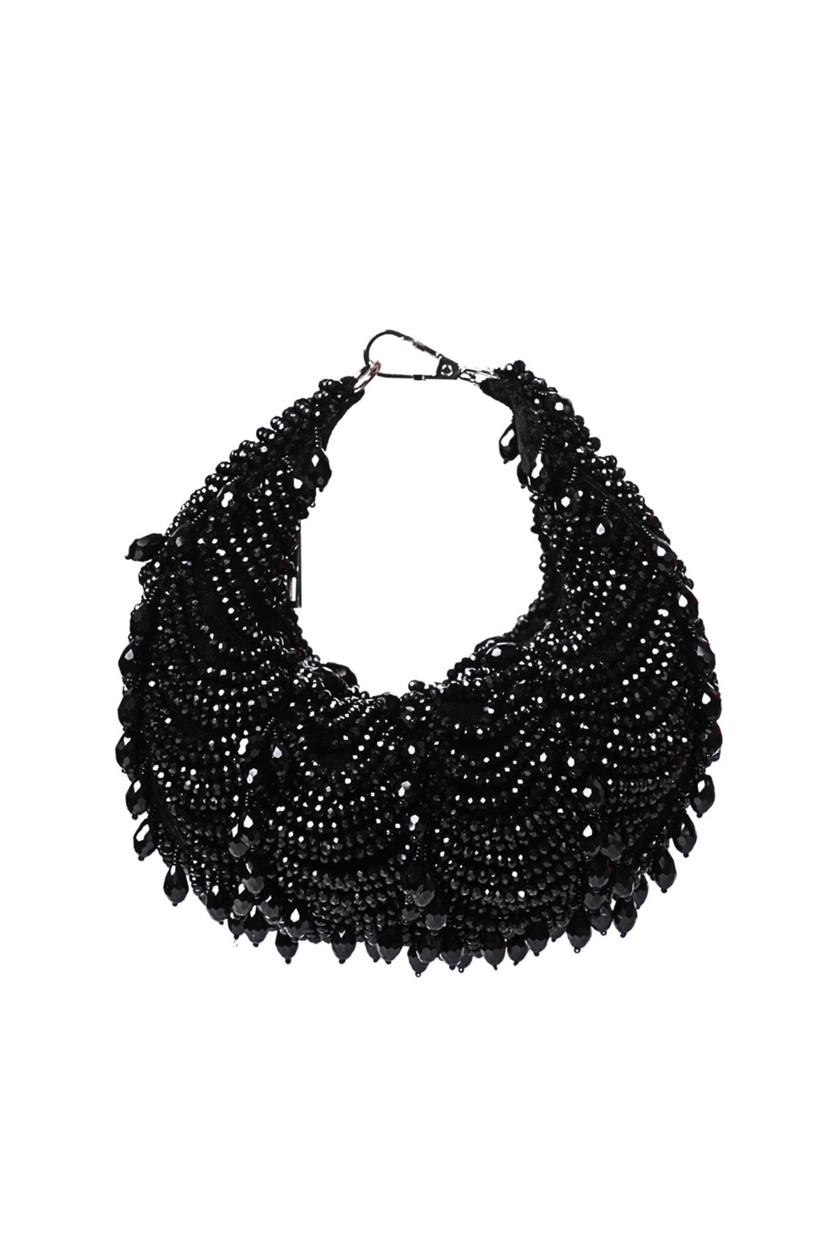 Liona Black Suede Embellished Hobo Bag