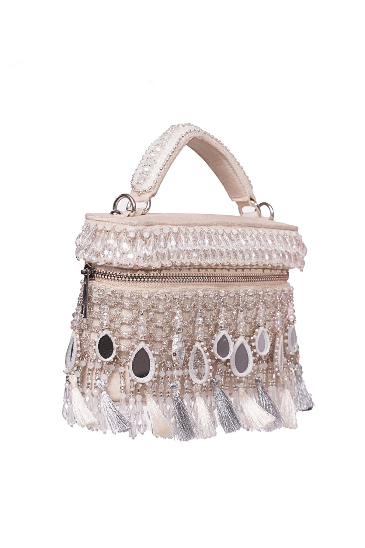 Mirage Silver Mirrorwork Embellished Vanity Bag