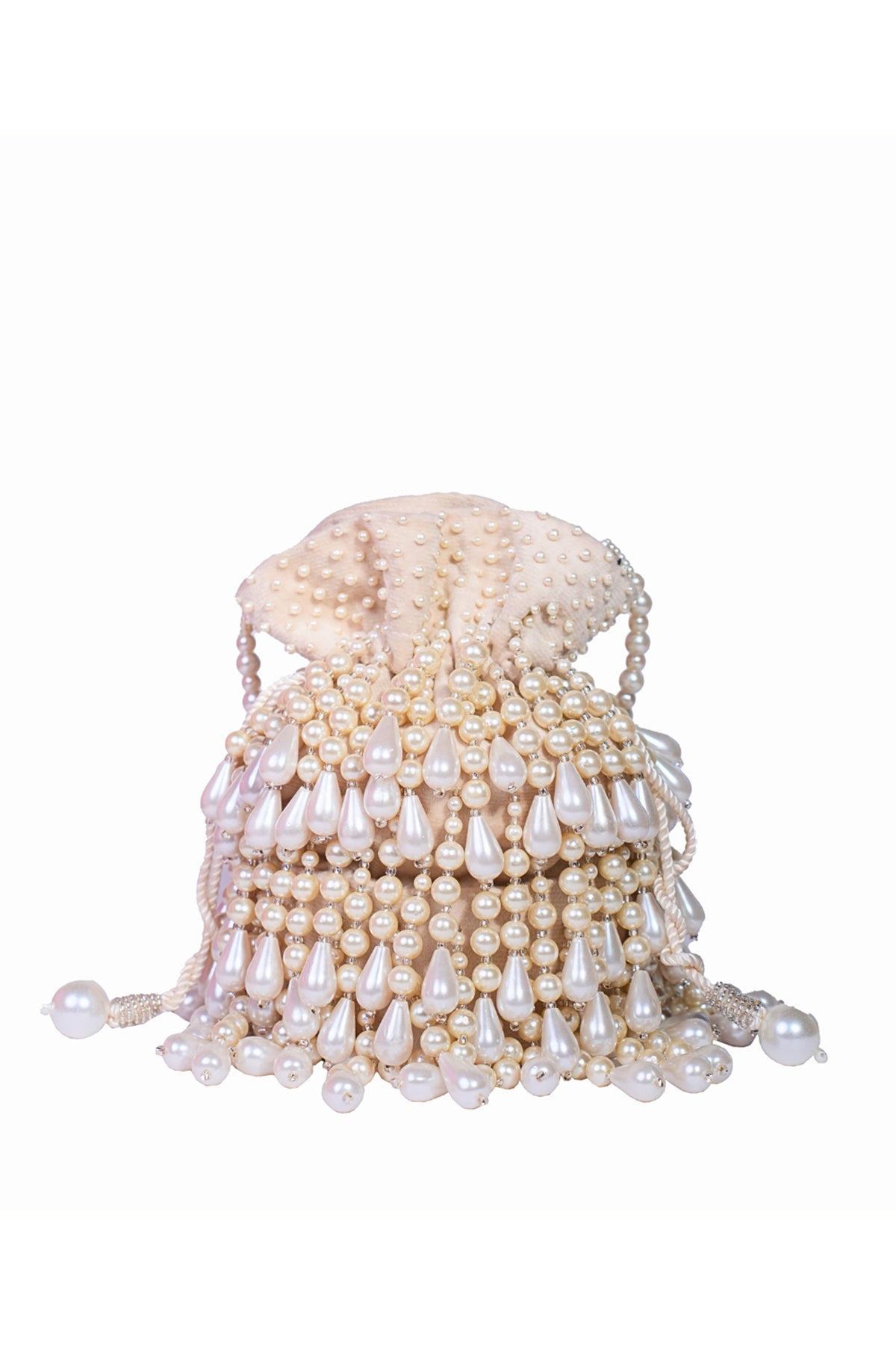 Zarah Ivory Pearl Suede Bucket Bag