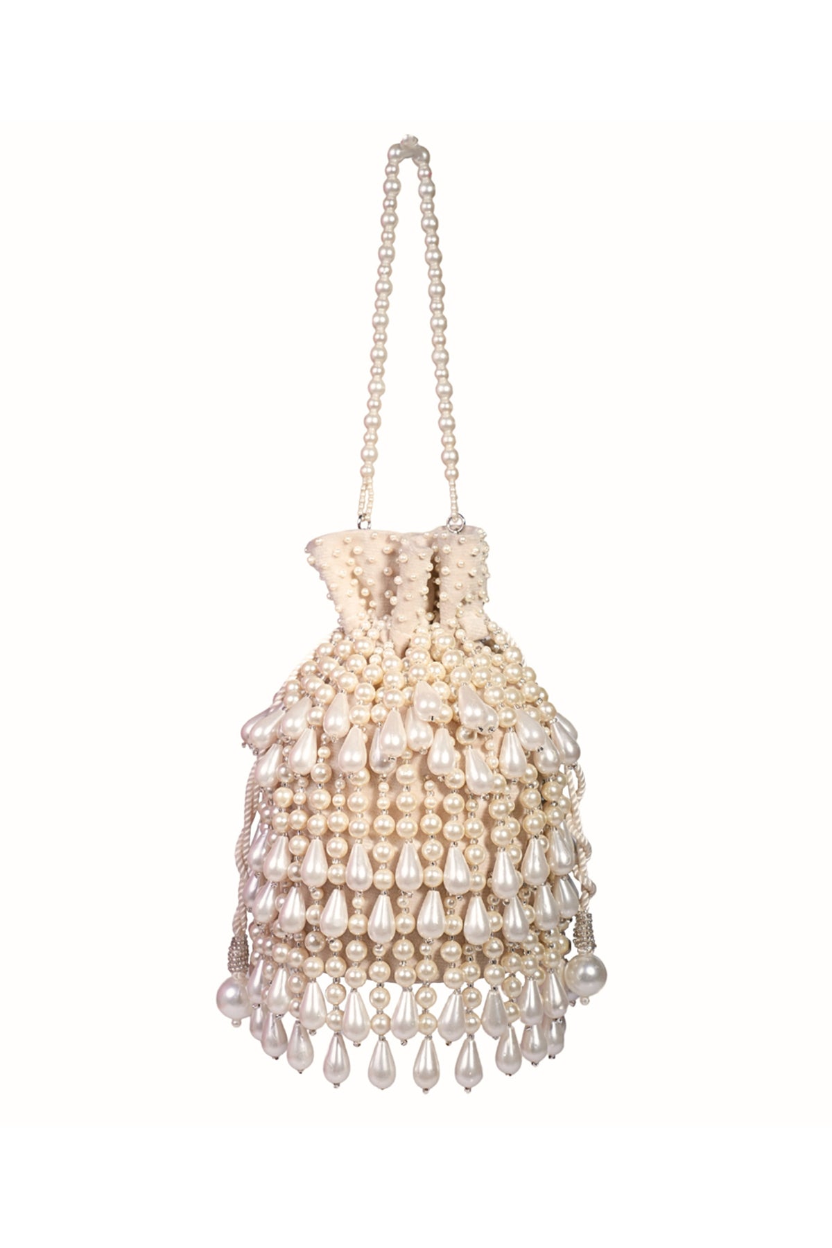 Zarah Ivory Pearl Suede Bucket Bag