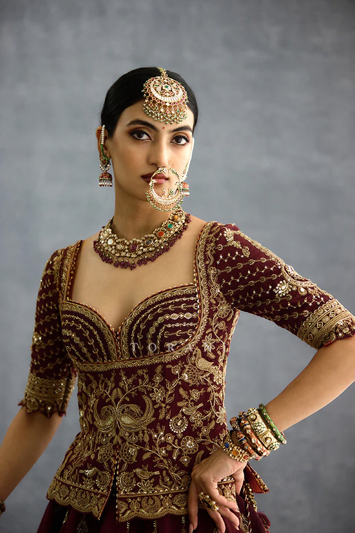 Qarmazi Mazneen Lehenga Set