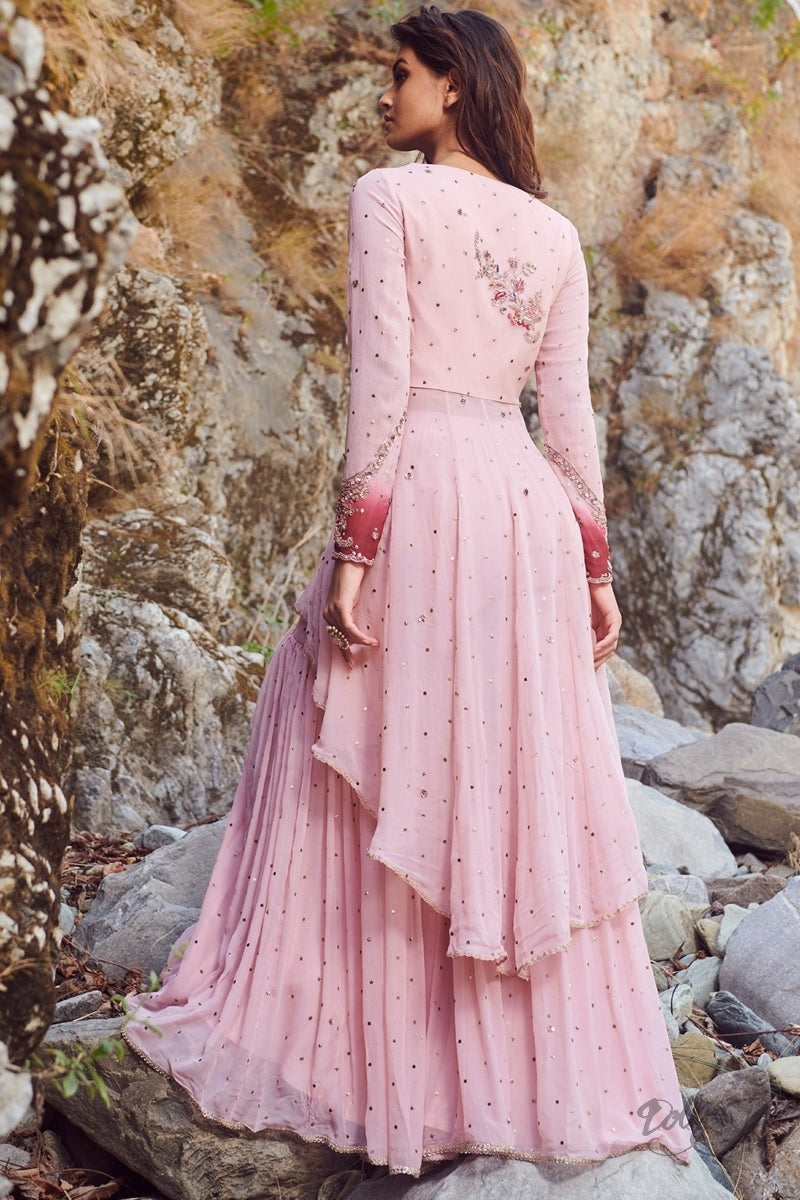 "Nikashah" Chiffon Mukaish Kurta-Sharara Set