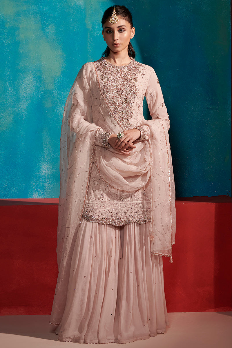 Snow Rose Kurta And Sharara Set