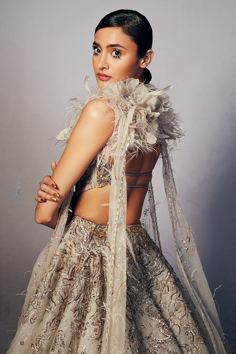 JuneIridescent Skirt With Corset And Cape