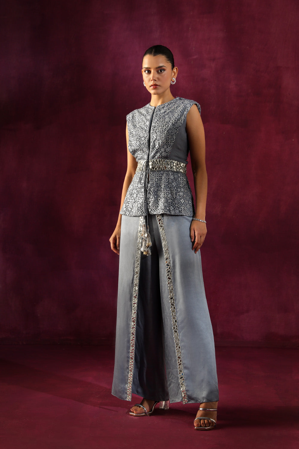 Lace Mirrorwork Backless Jacket