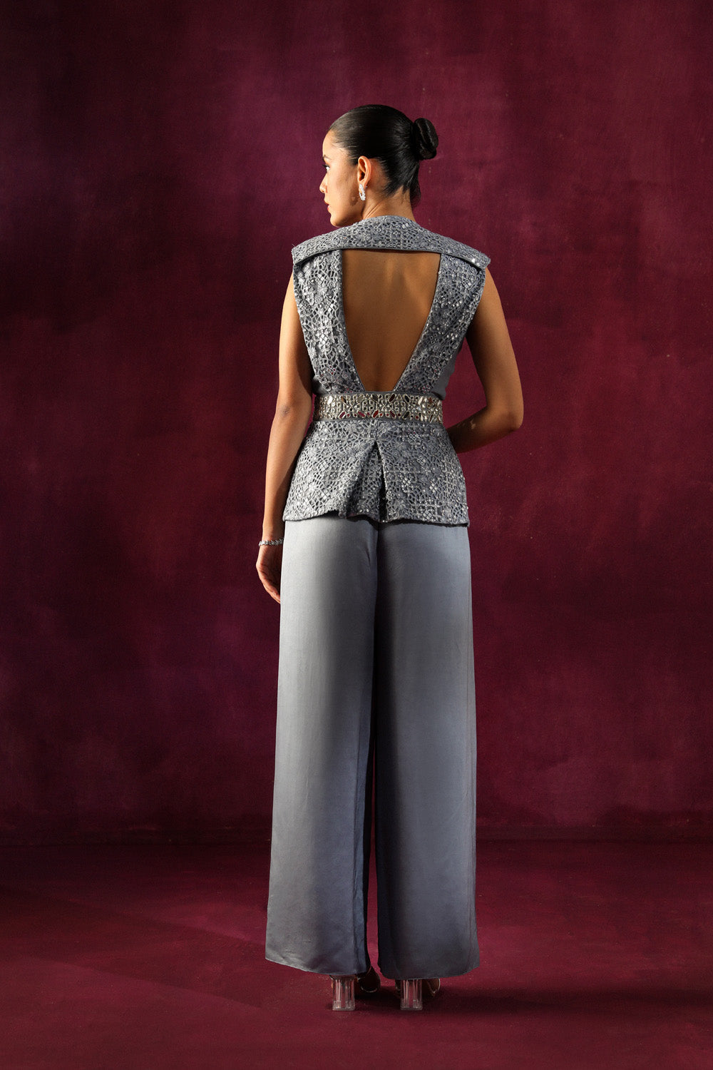 Lace Mirrorwork Backless Jacket