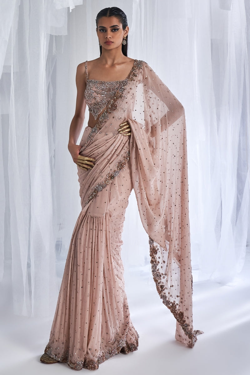 Shanayah Ivory Kamdani Chiffon Sari