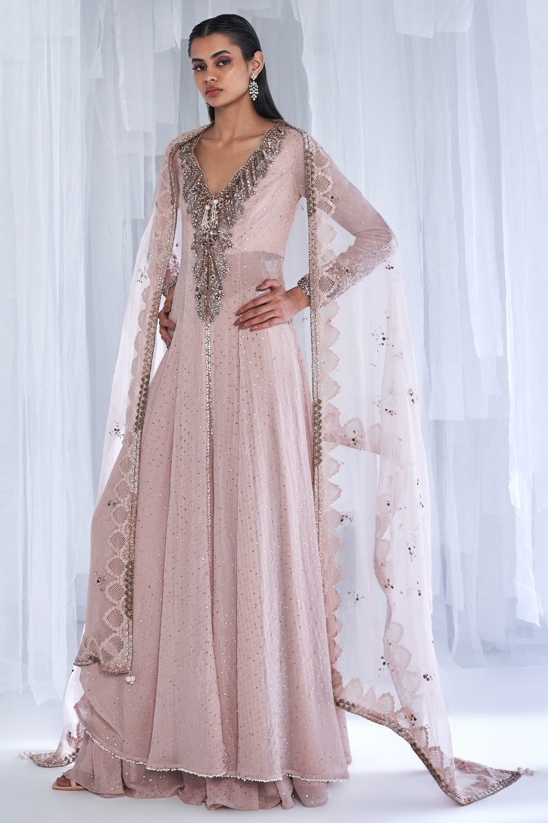 Daisy Dew Ivory Chiffon Jacket And Sharara Set