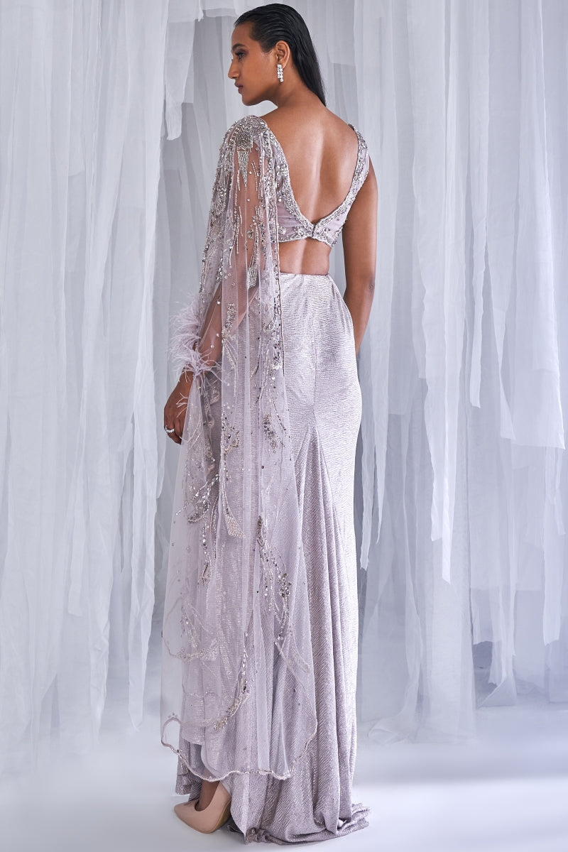 Amoudi Ray Drape Sari Gown Set