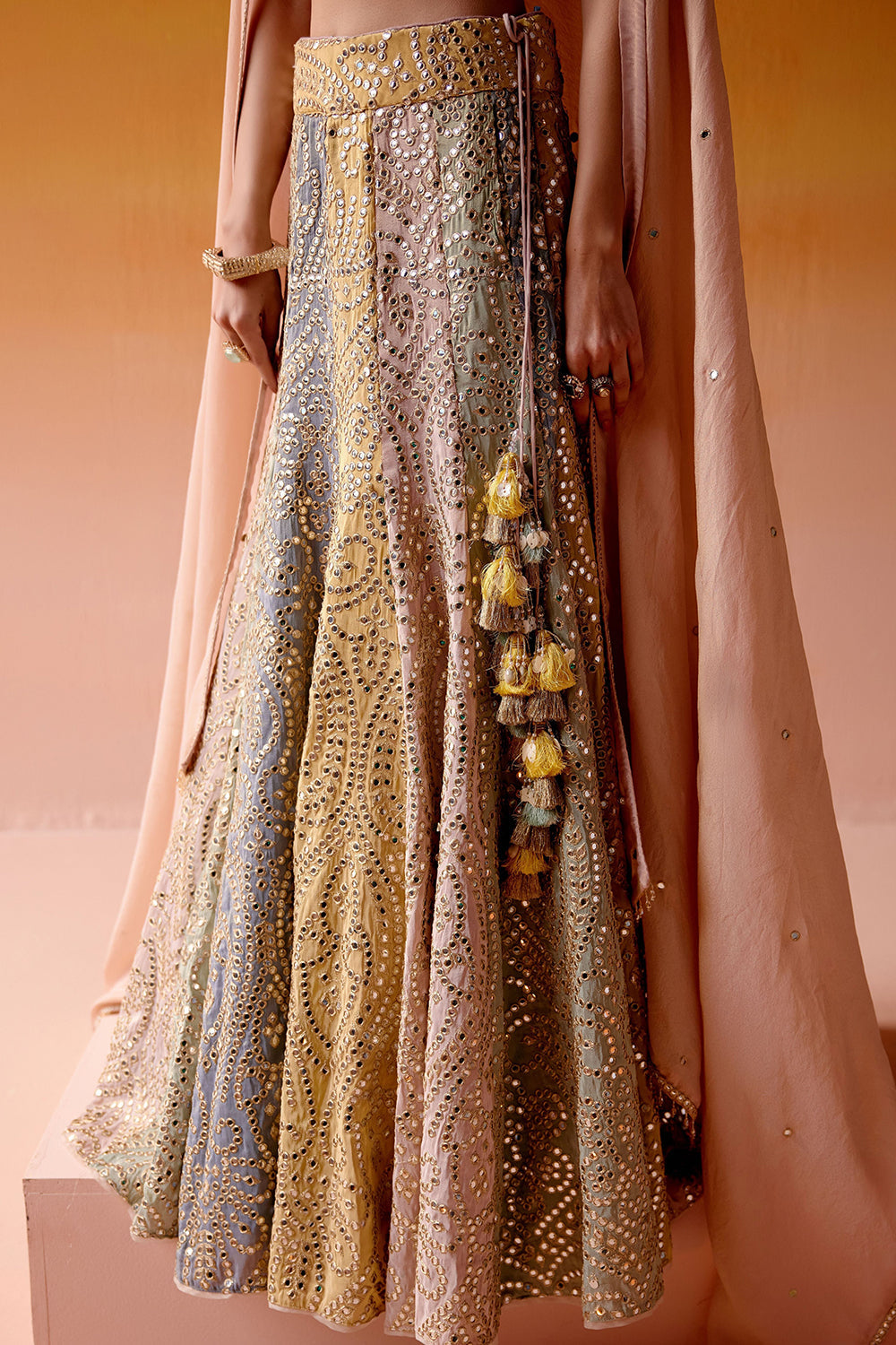 COLOR BLOCK LEHENGA SET
