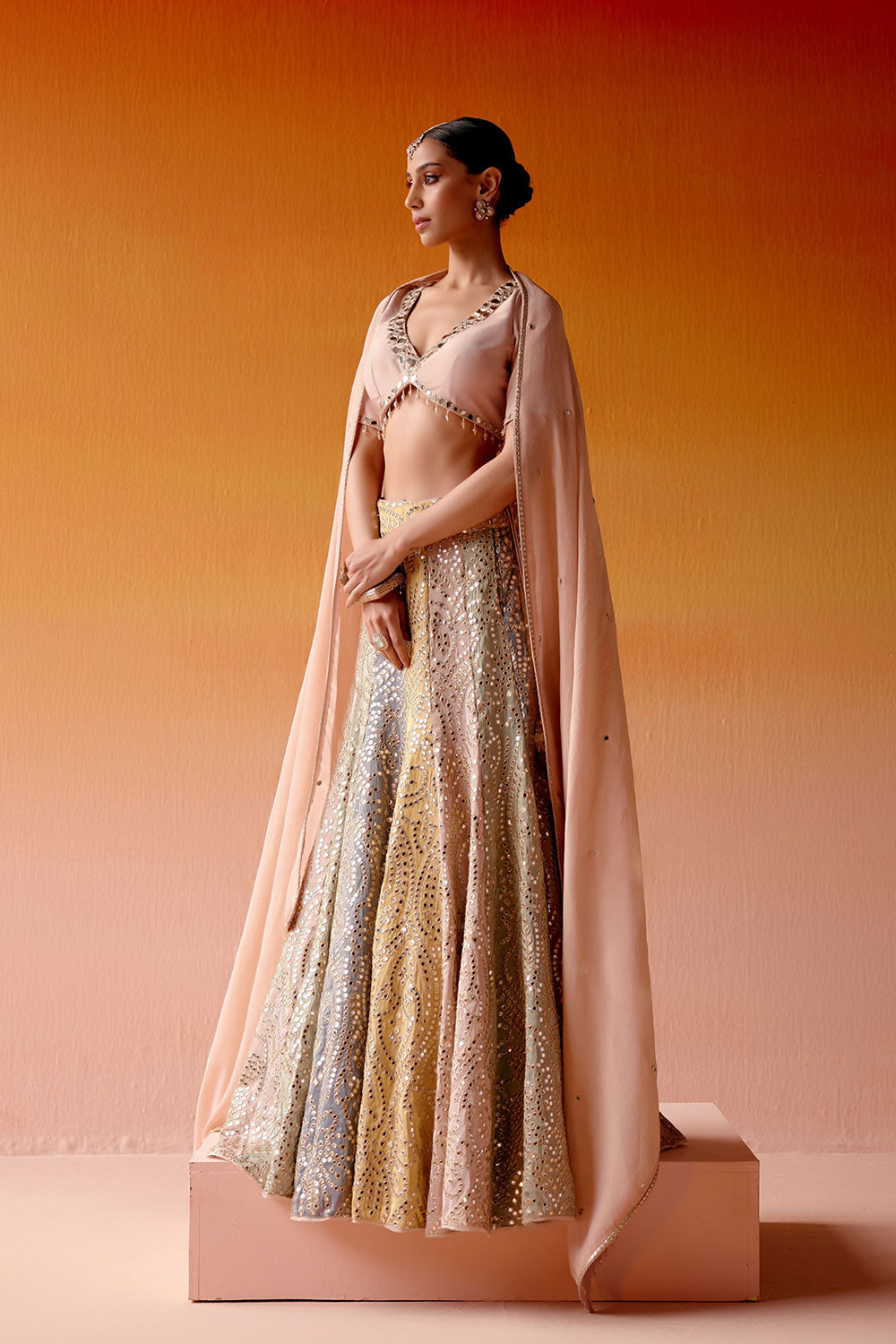 COLOR BLOCK LEHENGA SET