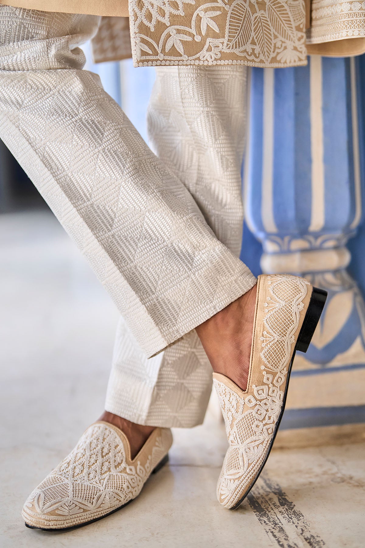 Nude Cream Sherwani Set