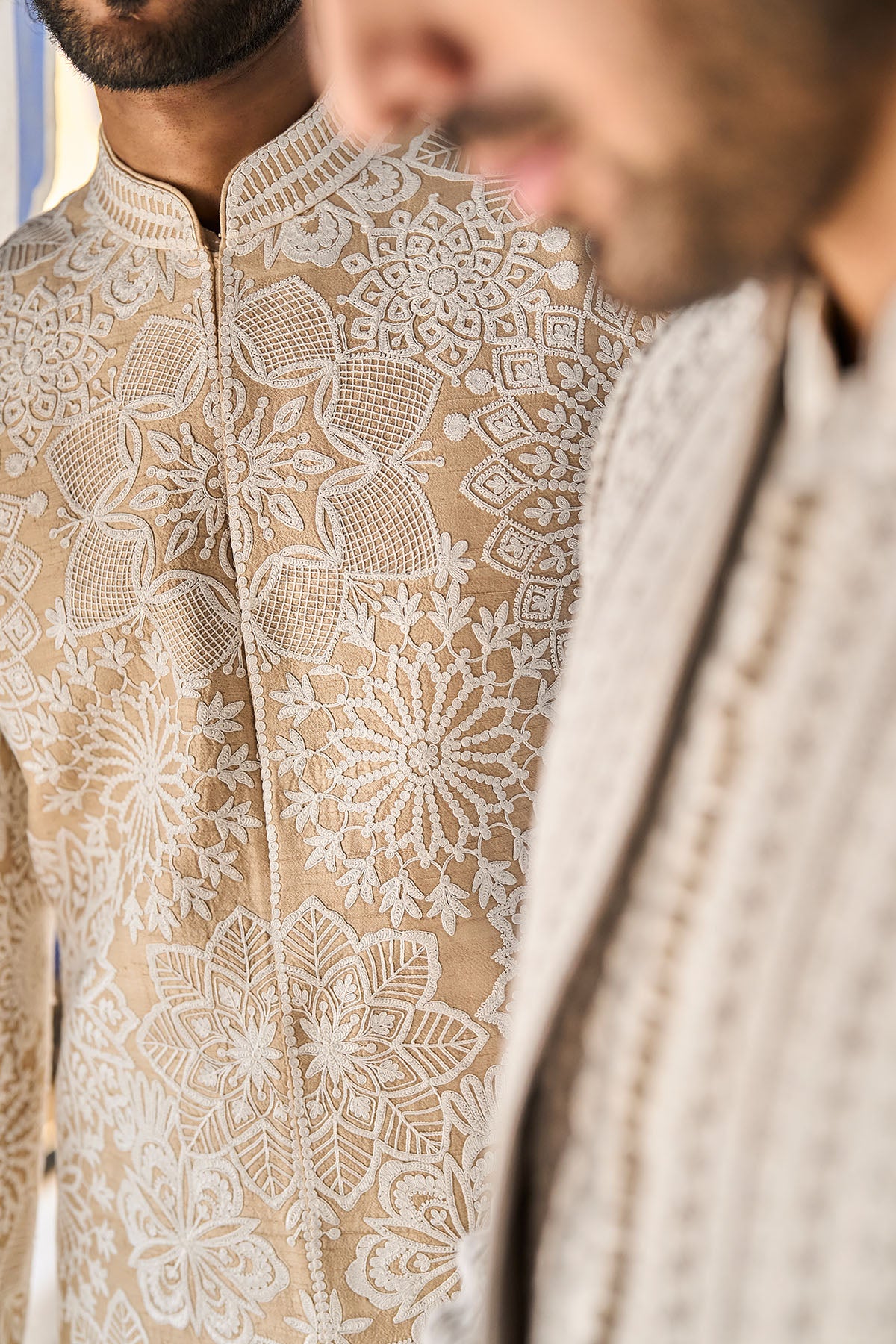 Nude Cream Sherwani Set