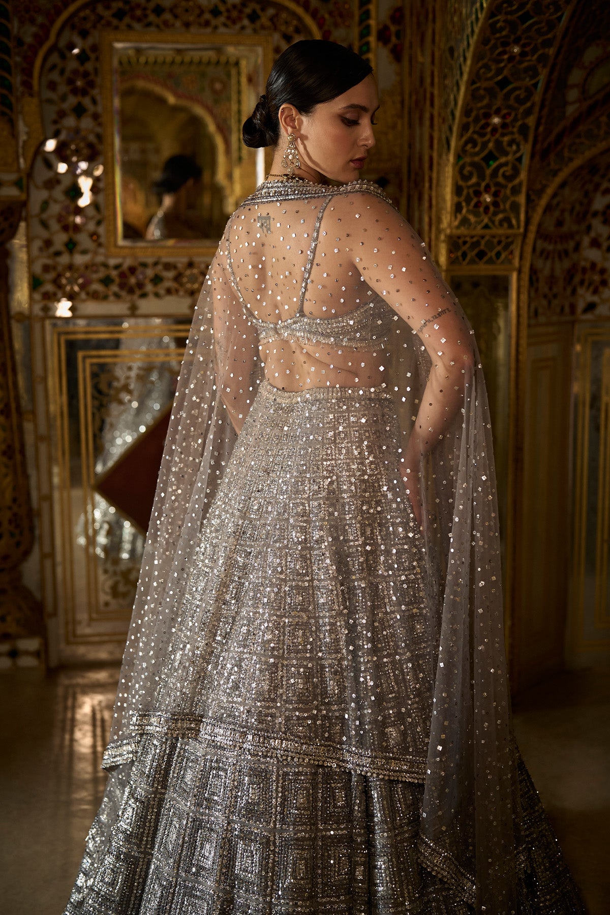 Charcoal Grey Sequin Lehenga Set