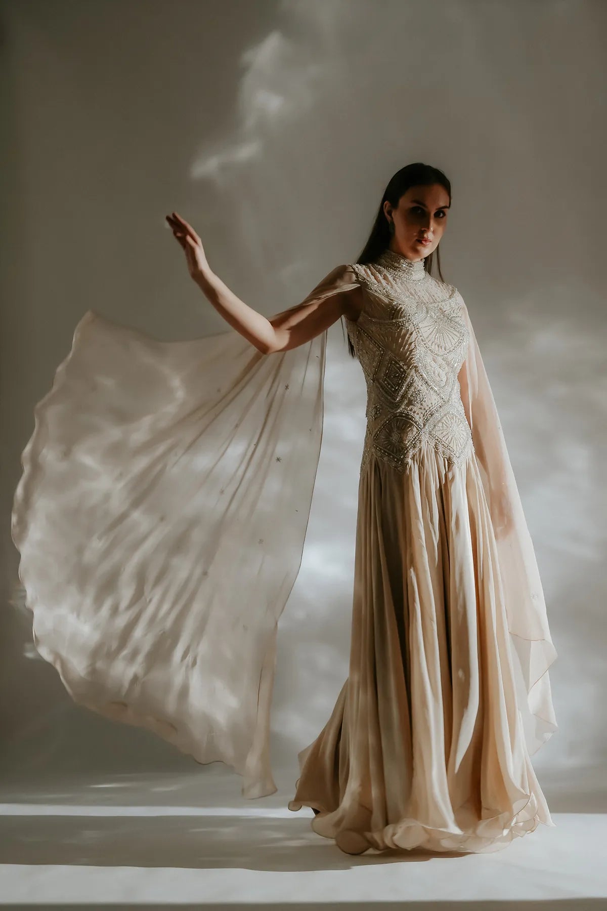 Celeste cape gown