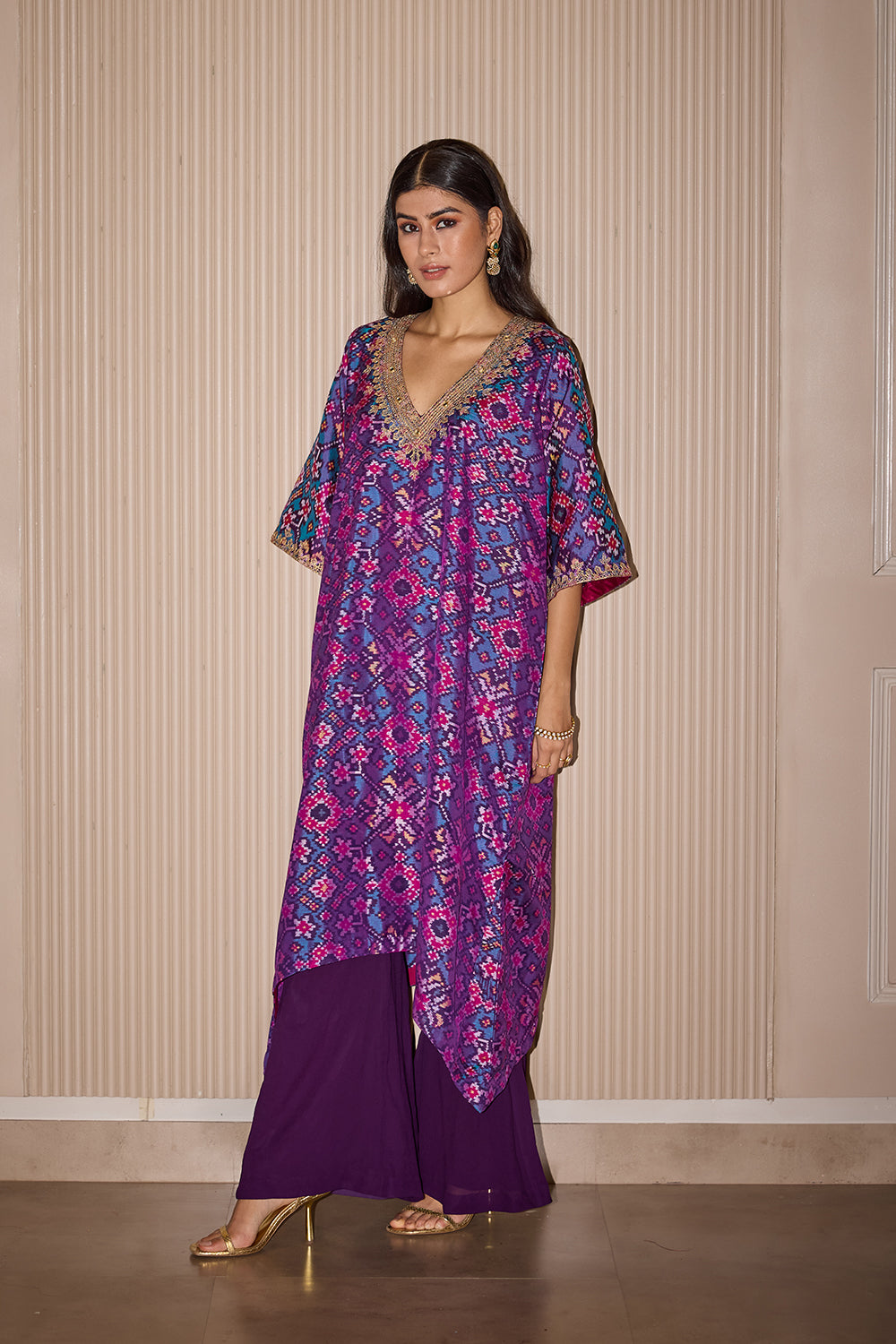 Long Patola Kurta with Georgette Flared Plazzos