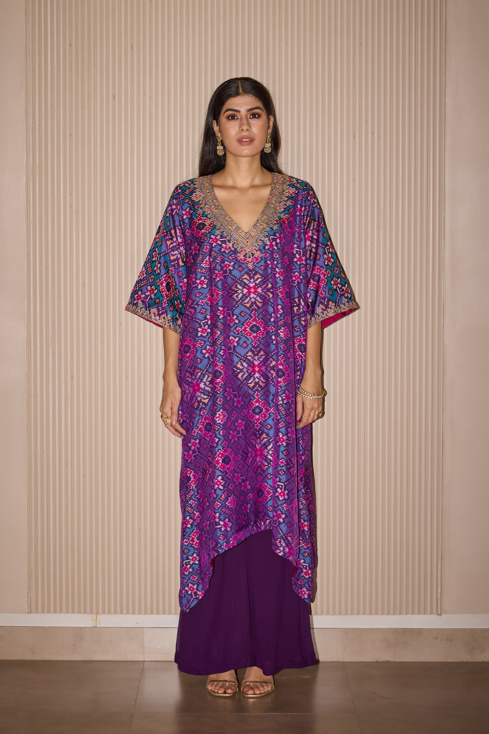 Long Patola Kurta with Georgette Flared Plazzos
