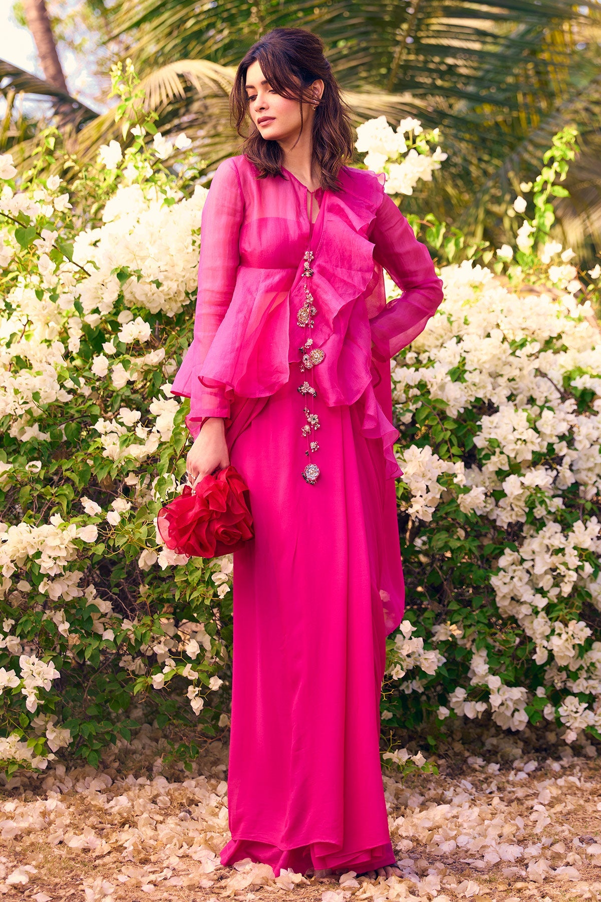 Diana Penty in Garnet Saree Set