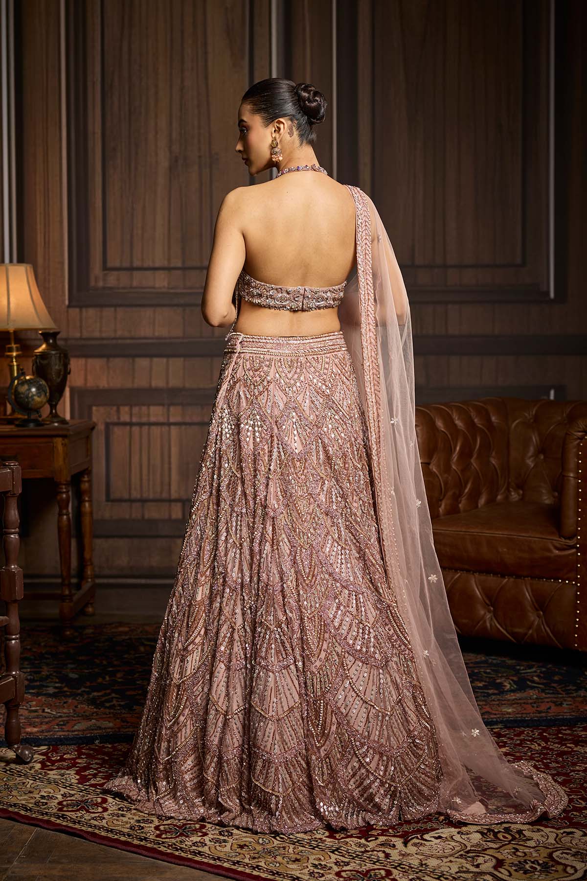 Sonam Bajwa in Blush Pink Embellished Lehenga Set