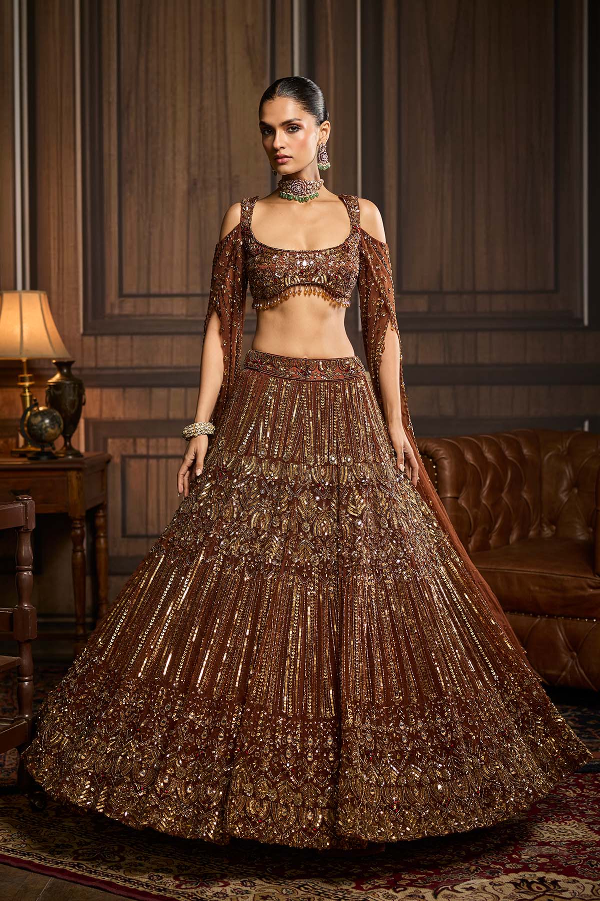 Metallic Gold Embellished Lehenga Set