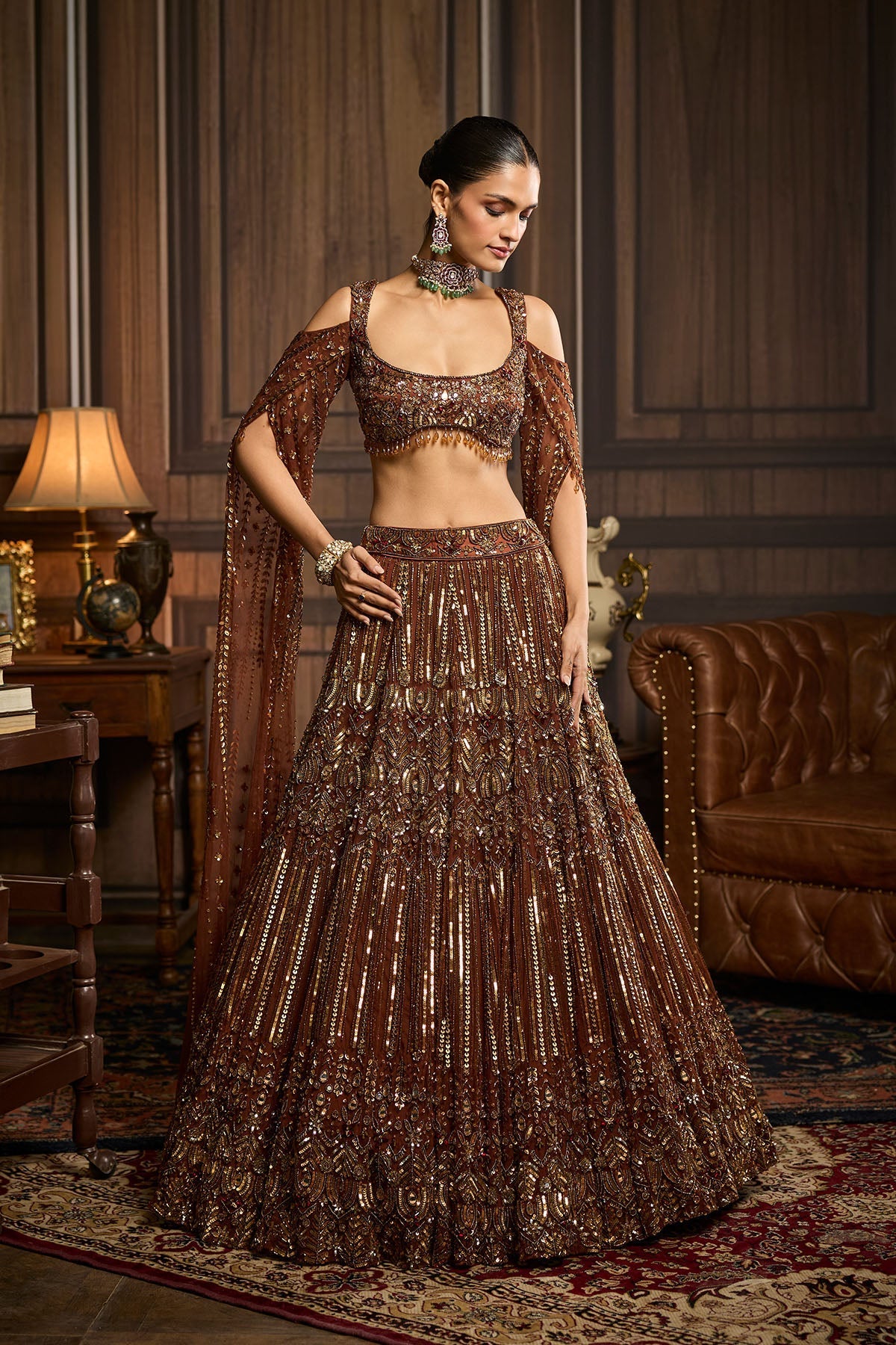 Metallic Gold Embellished Lehenga Set