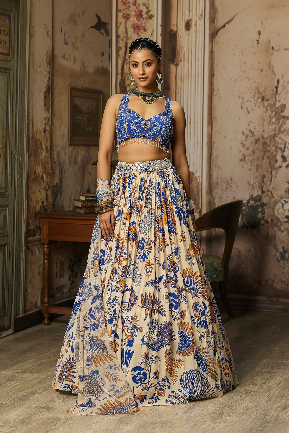 Ivory Printed And Highlighted Lehenga Set - Ready To Ship