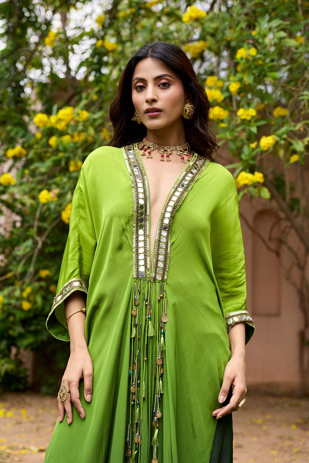 ALGAE GREEN OMBRE KAFTAN SET