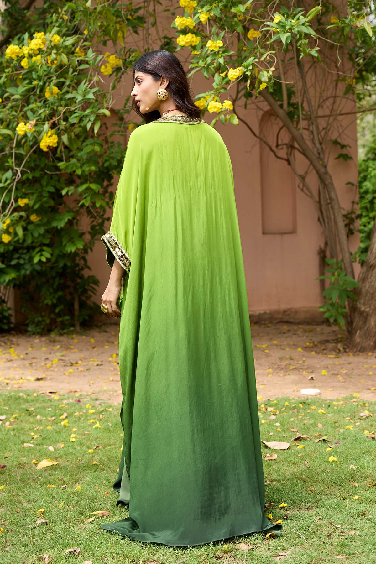 ALGAE GREEN OMBRE KAFTAN SET