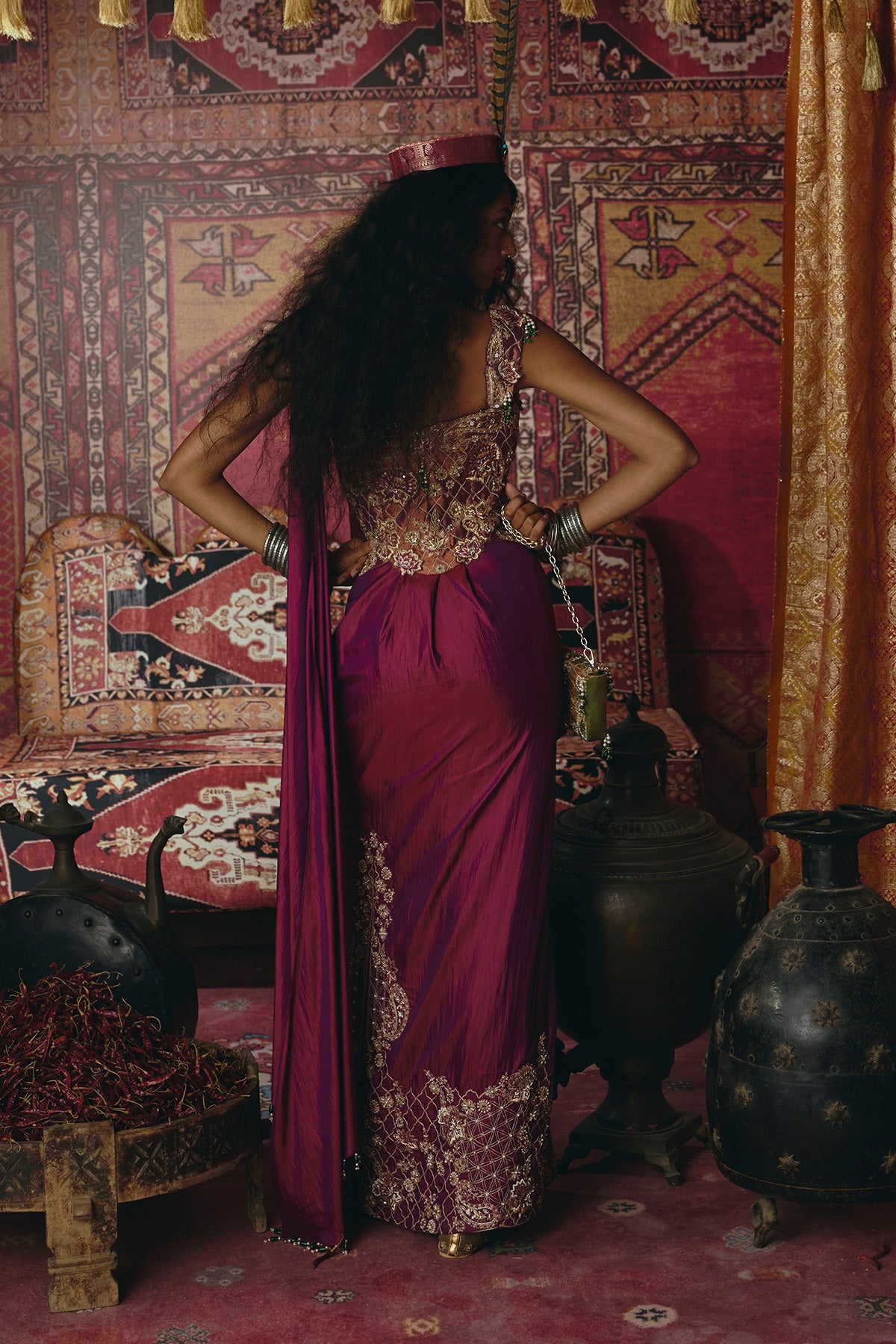 Purple Drape Skirt and Corset Set