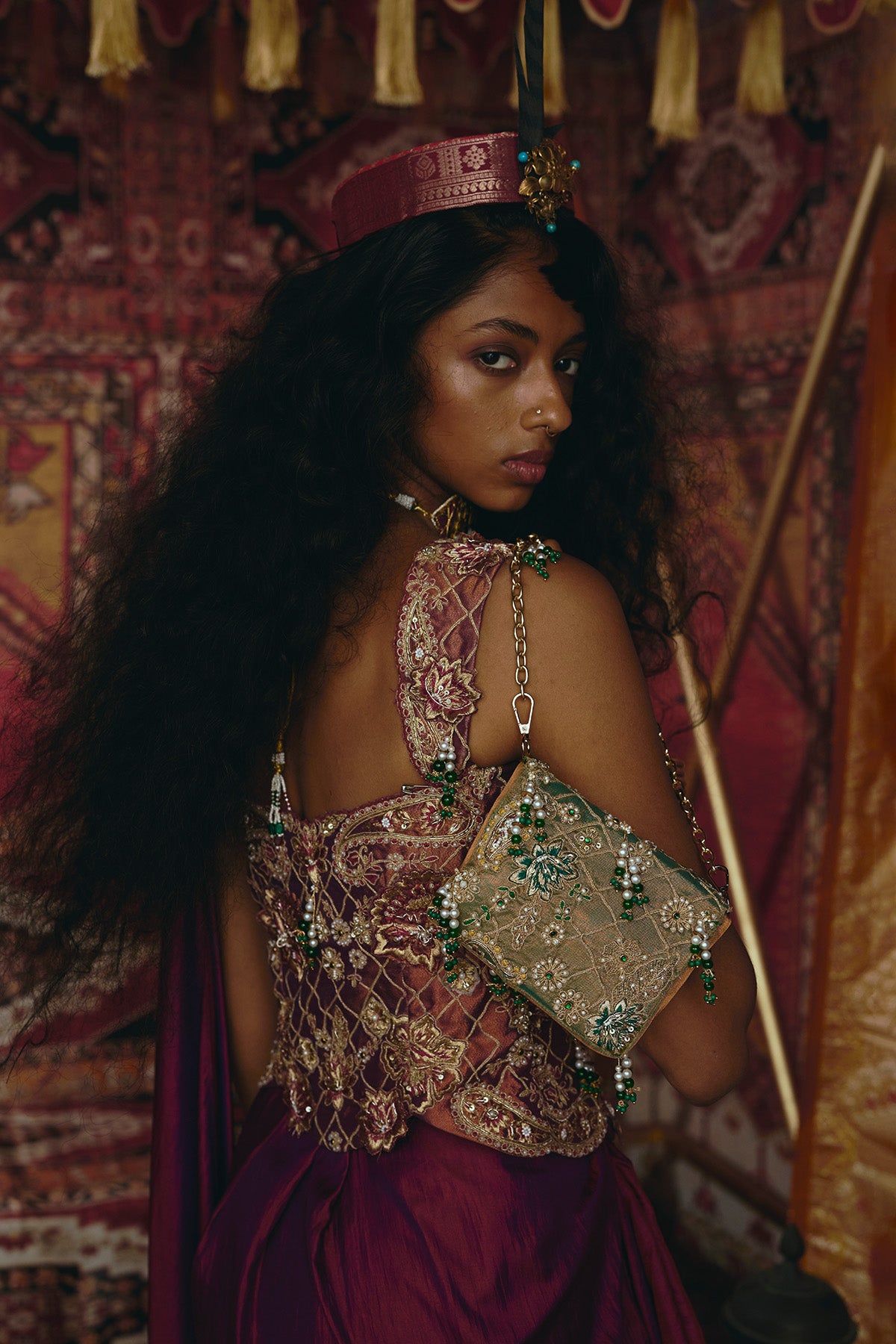 Purple Drape Skirt and Corset Set