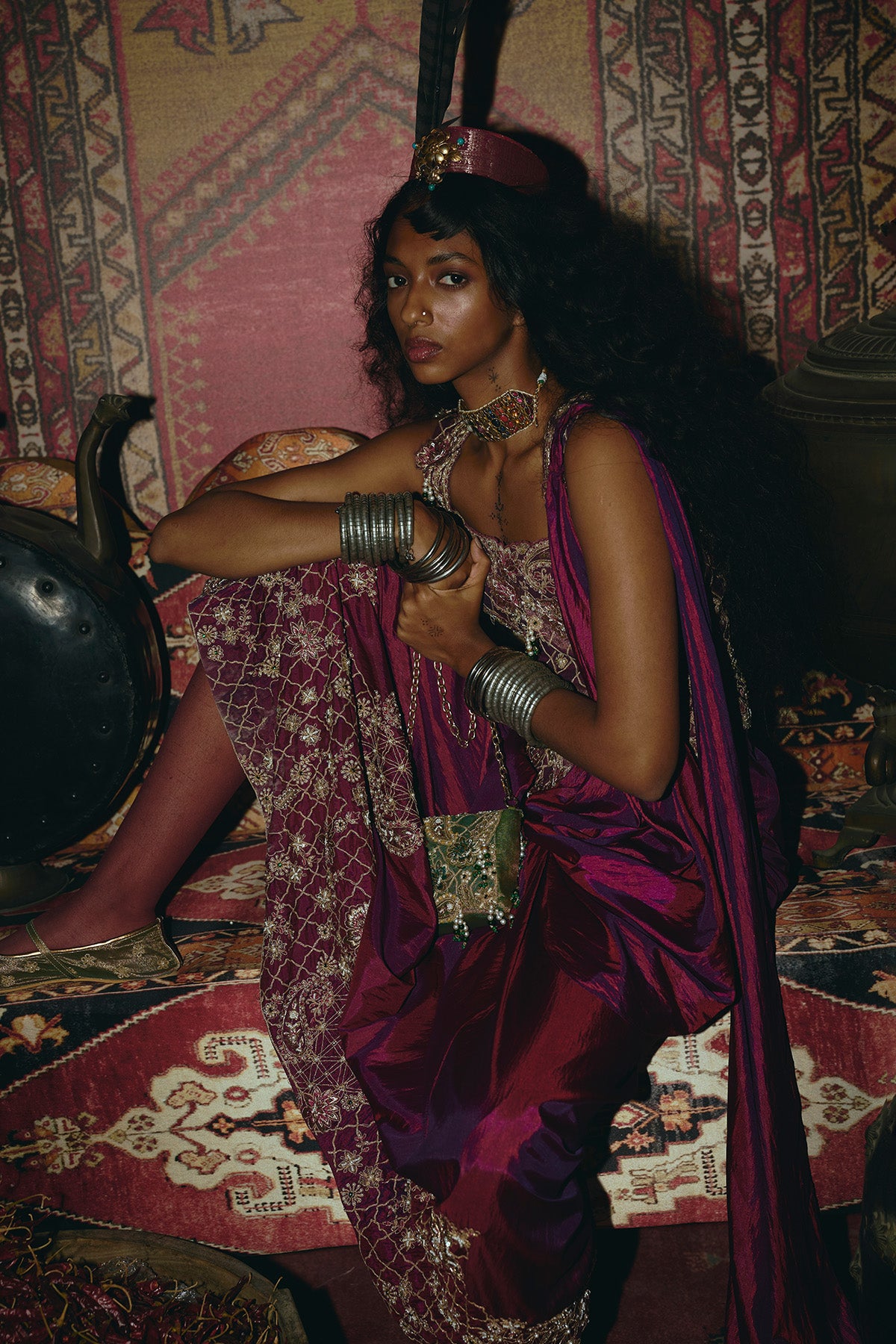 Purple Drape Skirt and Corset Set