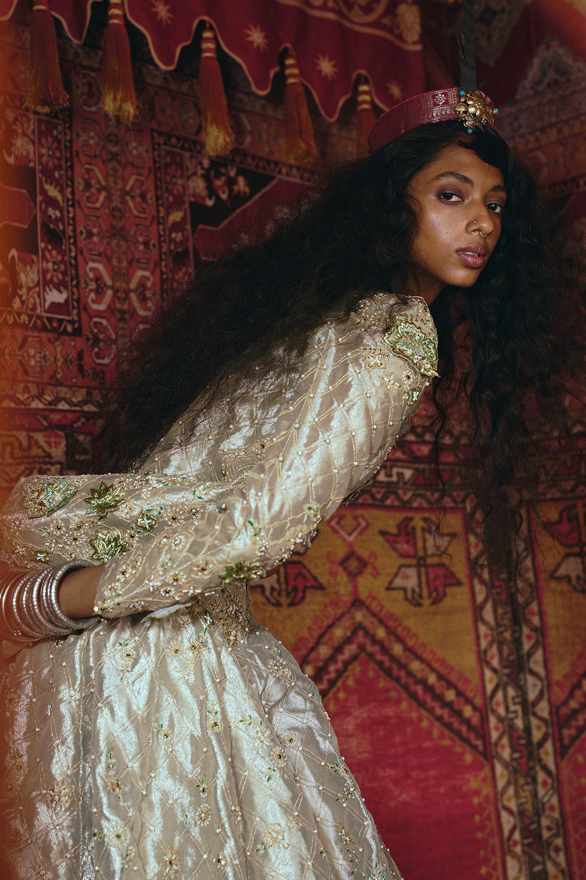 Pearl Gold 3D Flower Lehenga Set