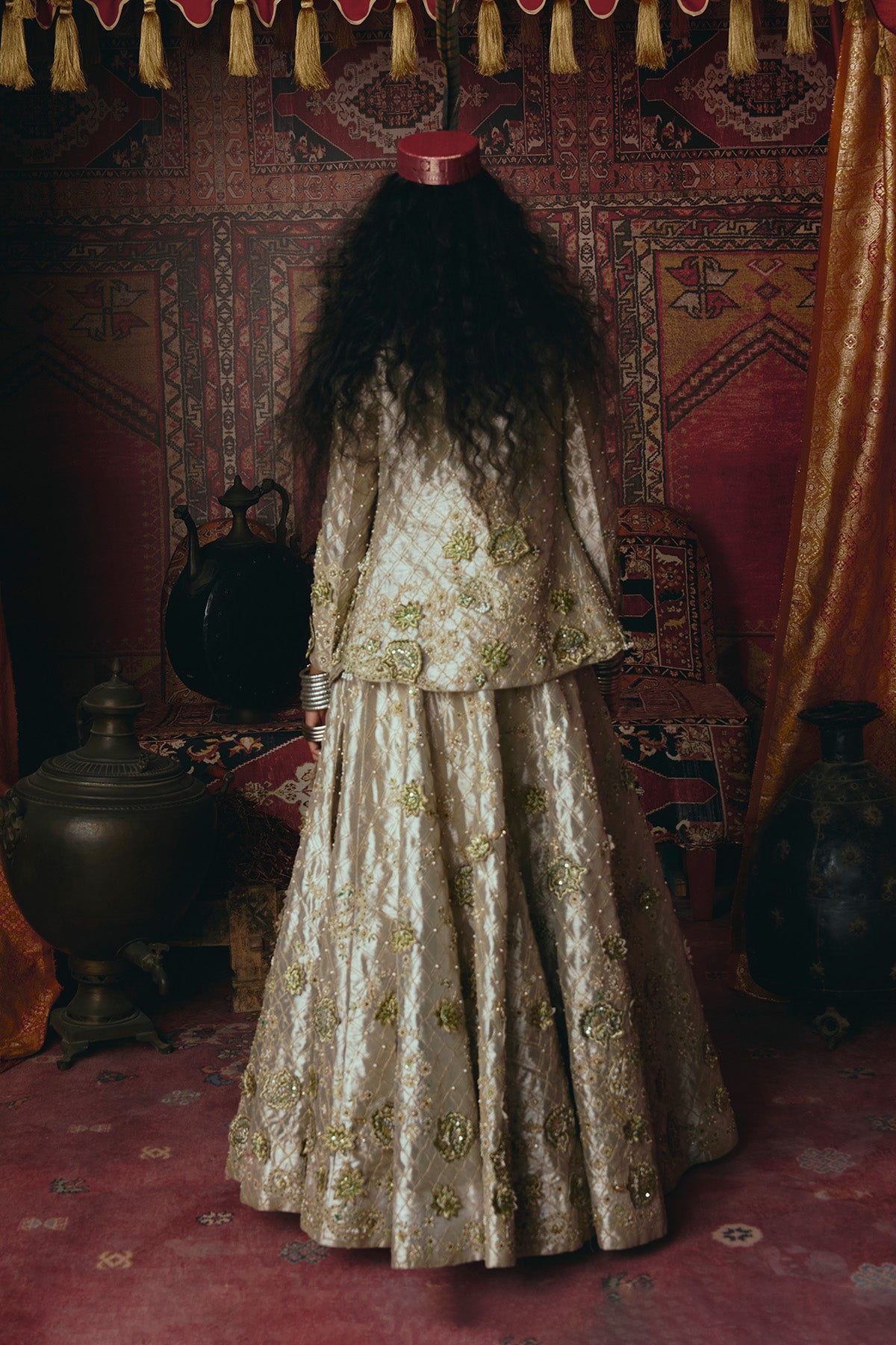 Pearl Gold 3D Flower Lehenga Set